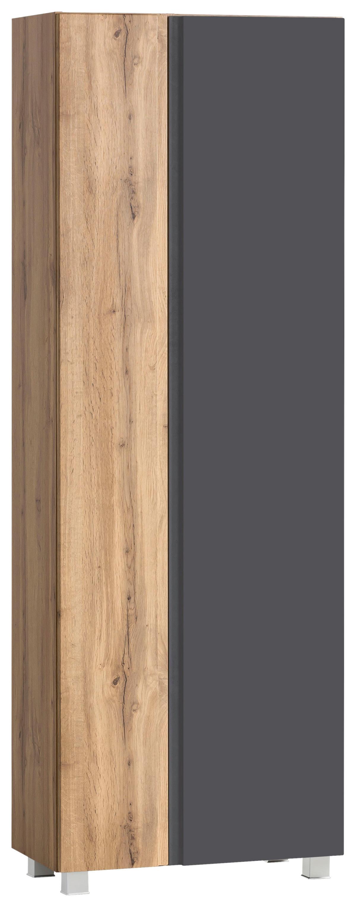 Hochschrank Varese ca. 65x180 cm Grau/Eiche - Eiche Wotan/Grau, MODERN, Holzwerkstoff (65/180/35cm) - Held