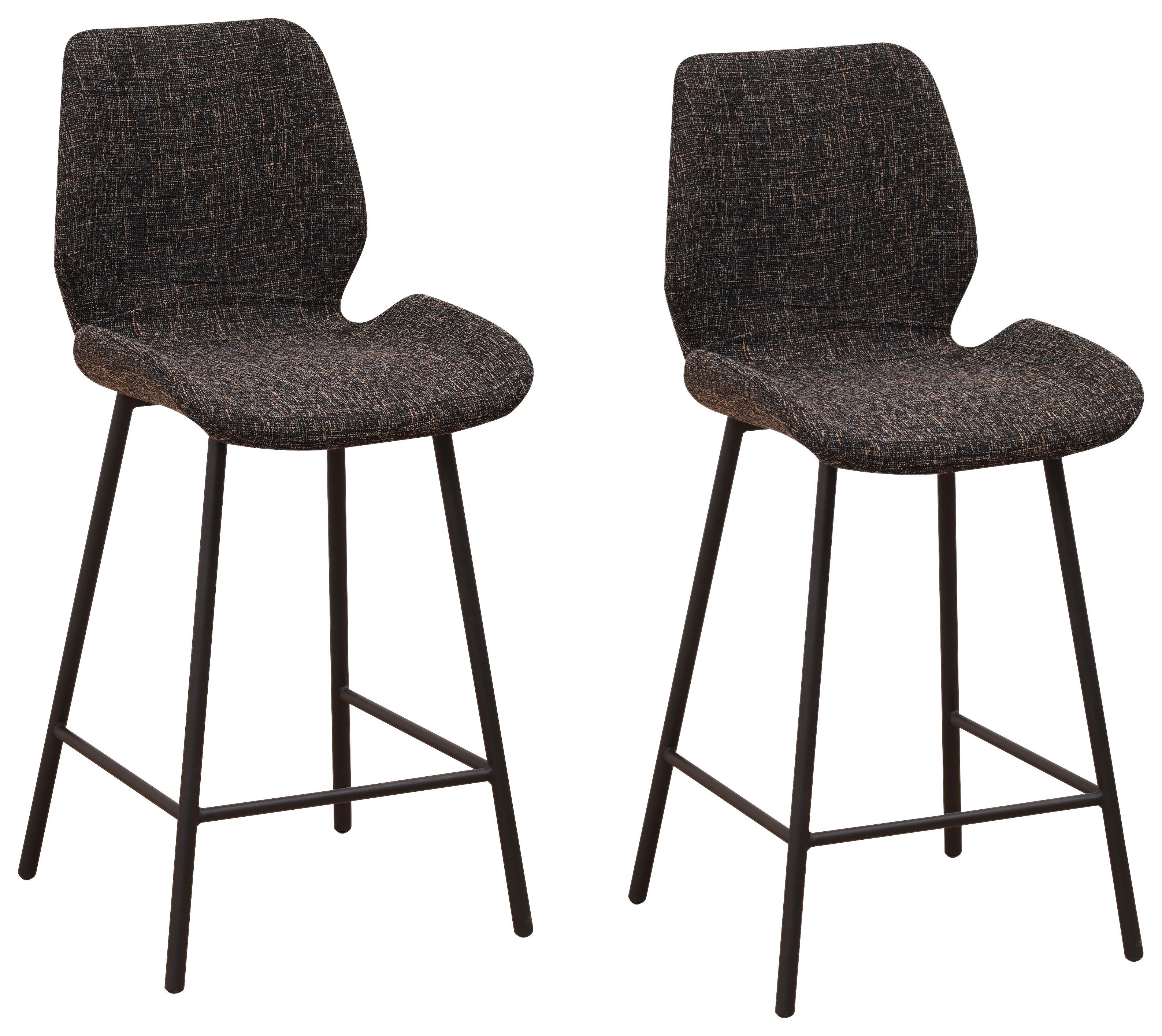 BARHOCKER-SET BARRON - Schwarz, Design, Textil/Metall (47/99/55cm) - MID.YOU