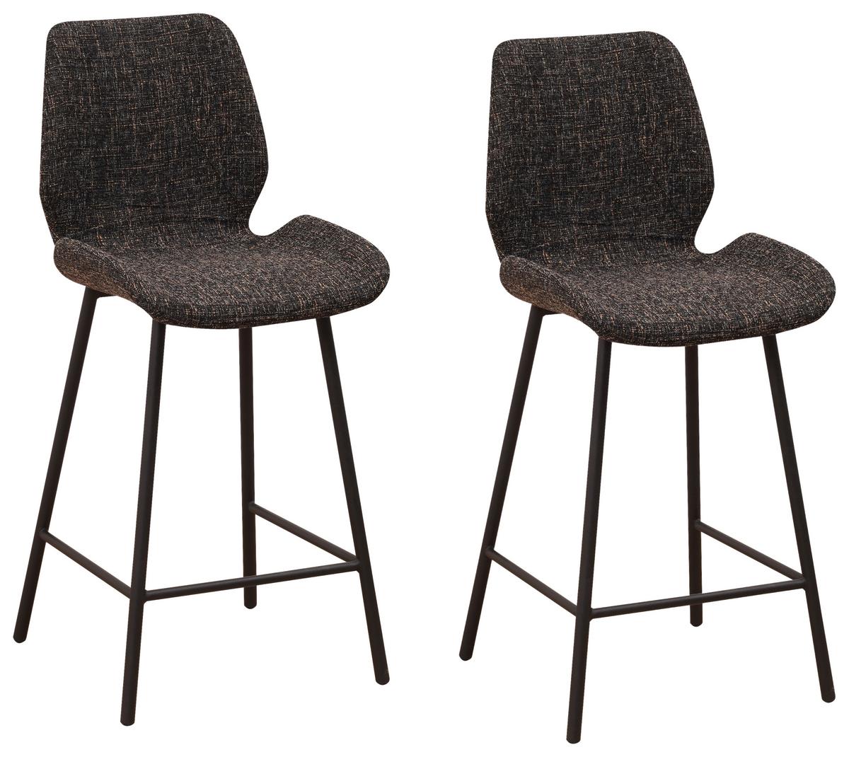 BARHOCKER-SET BARRON - Schwarz, Design, Textil/Metall (47/99/55cm) - MID.YOU