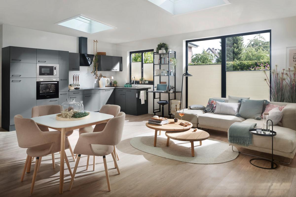 Kotna Kuhinja Z Aparati Oliver, 340x172cm - temno siva/črna, Design, kovina/leseni material (340/172cm) - Respekta