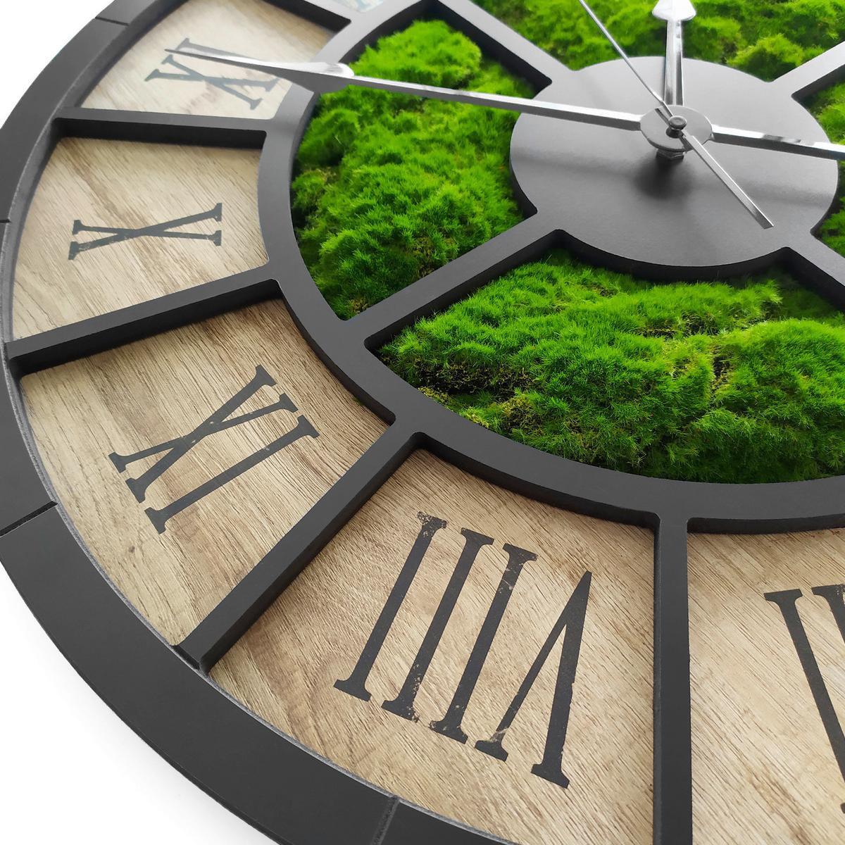 Wanduhr CL Schwarz/Eichefarben/Dunkelgrün - Dunkelgrün/Eichefarben, Basics, Holz/Kunststoff (57cm)