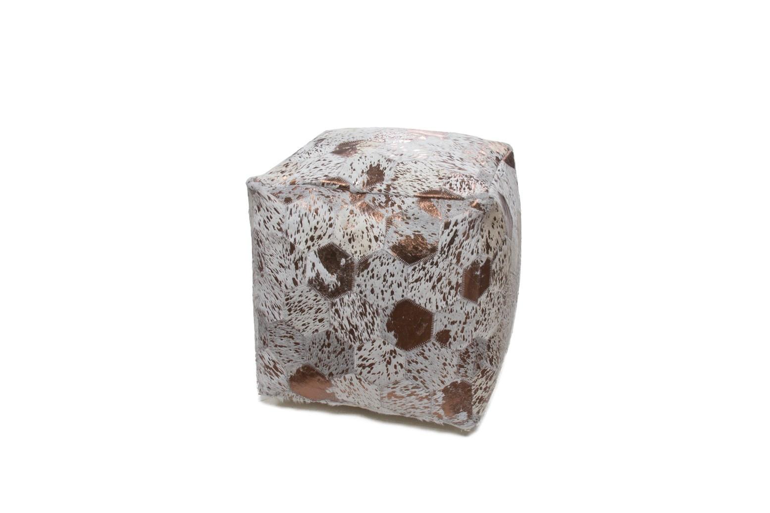 POUF DAZZLE 200 - Chromfarben/Creme, Design, Leder (45/45/45cm) - Kayoom