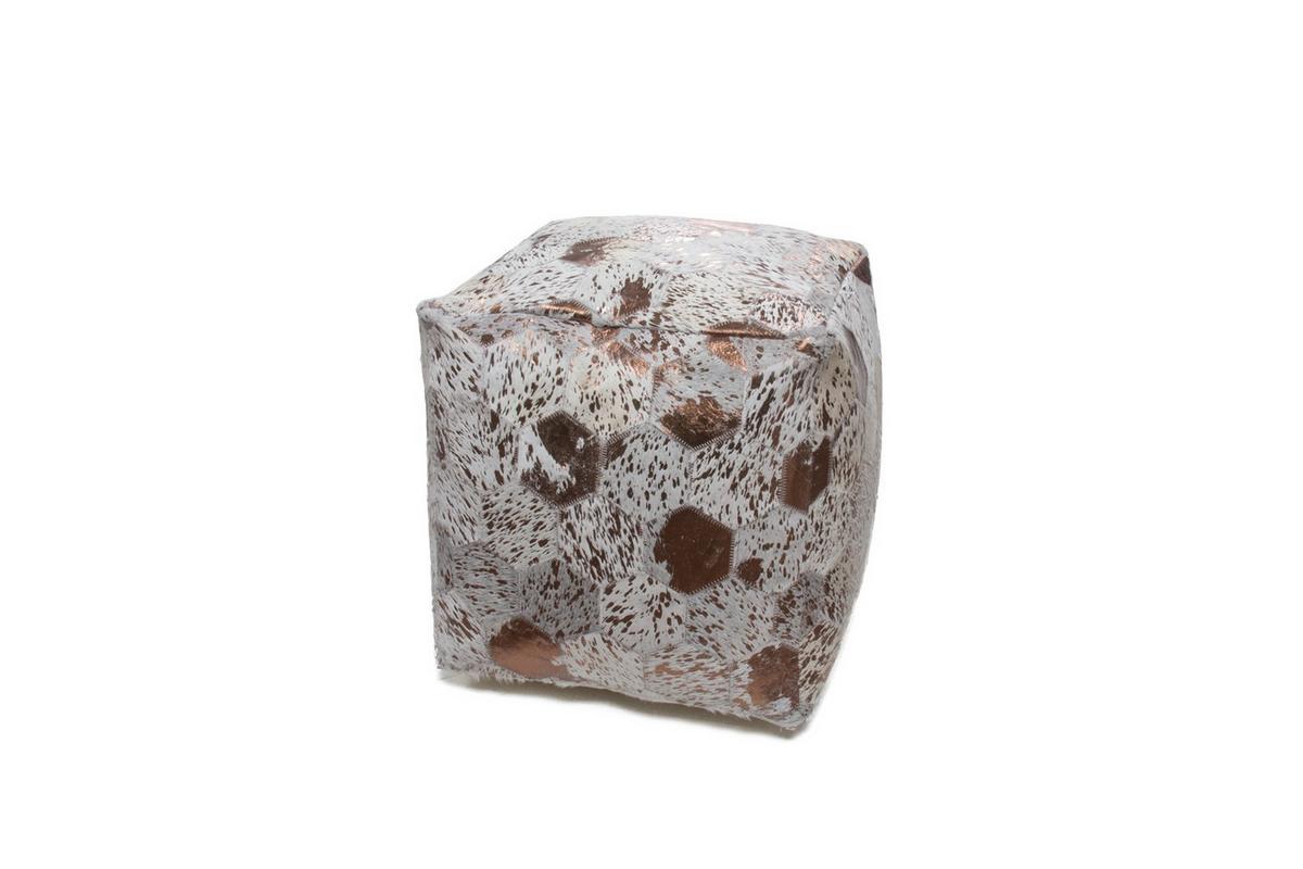 POUF DAZZLE 200 - Chromfarben/Creme, Design, Leder (45/45/45cm) - Kayoom