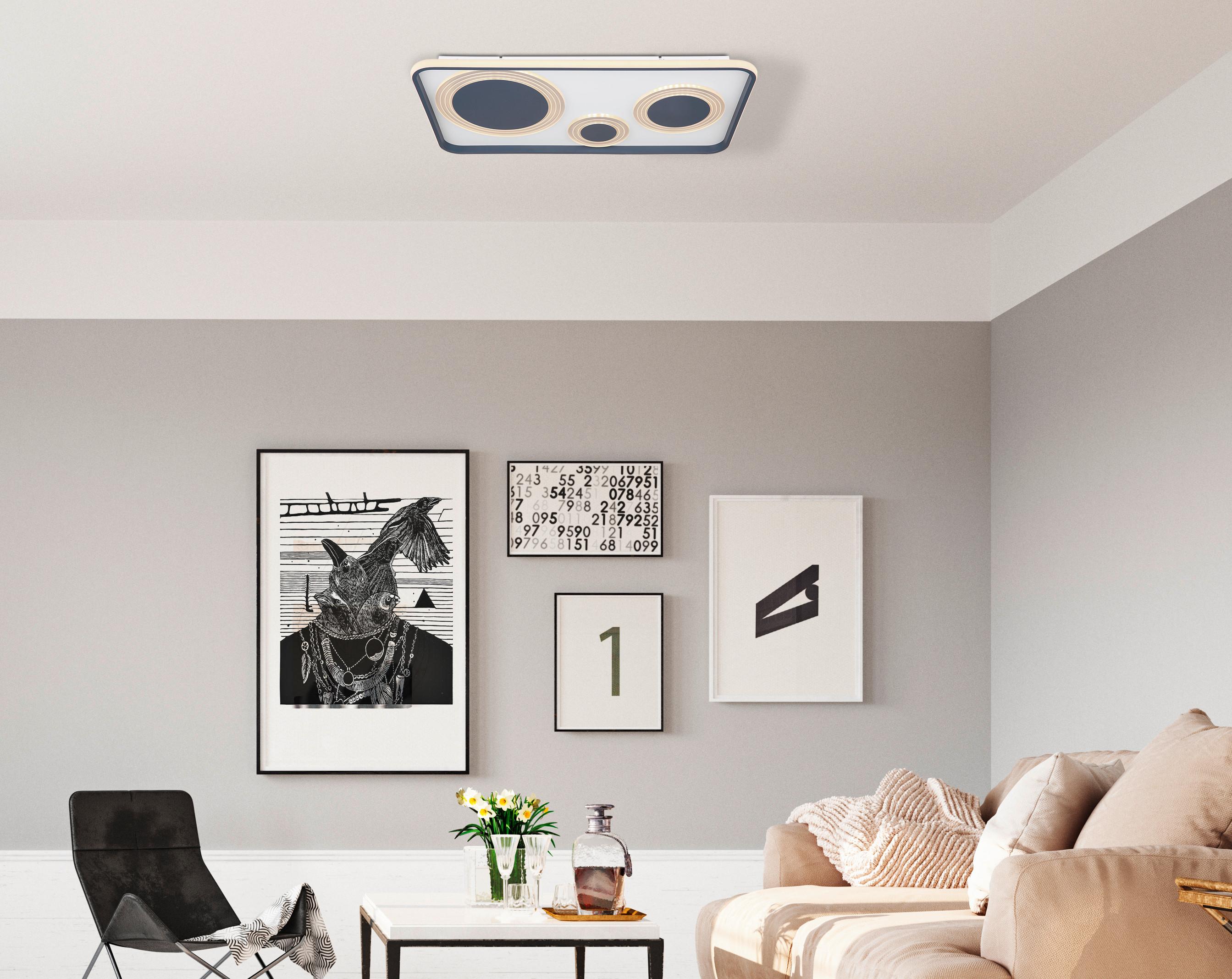 LED-Deckenleuchte Nora in Anthrazit/Opal max. 55 Watt - Anthrazit/Opal, Design, Kunststoff/Metall (70/38/6,2cm) - Globo