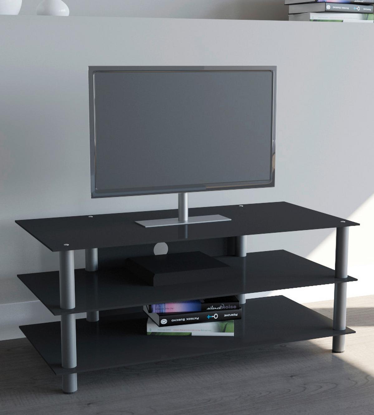 Mizica Za Hi-fi Naprave Zumbo, Črno Srebrna, 110cm - srebrne barve/črna, Konvencionalno, kovina/steklo (110/45/42cm) - MID.YOU