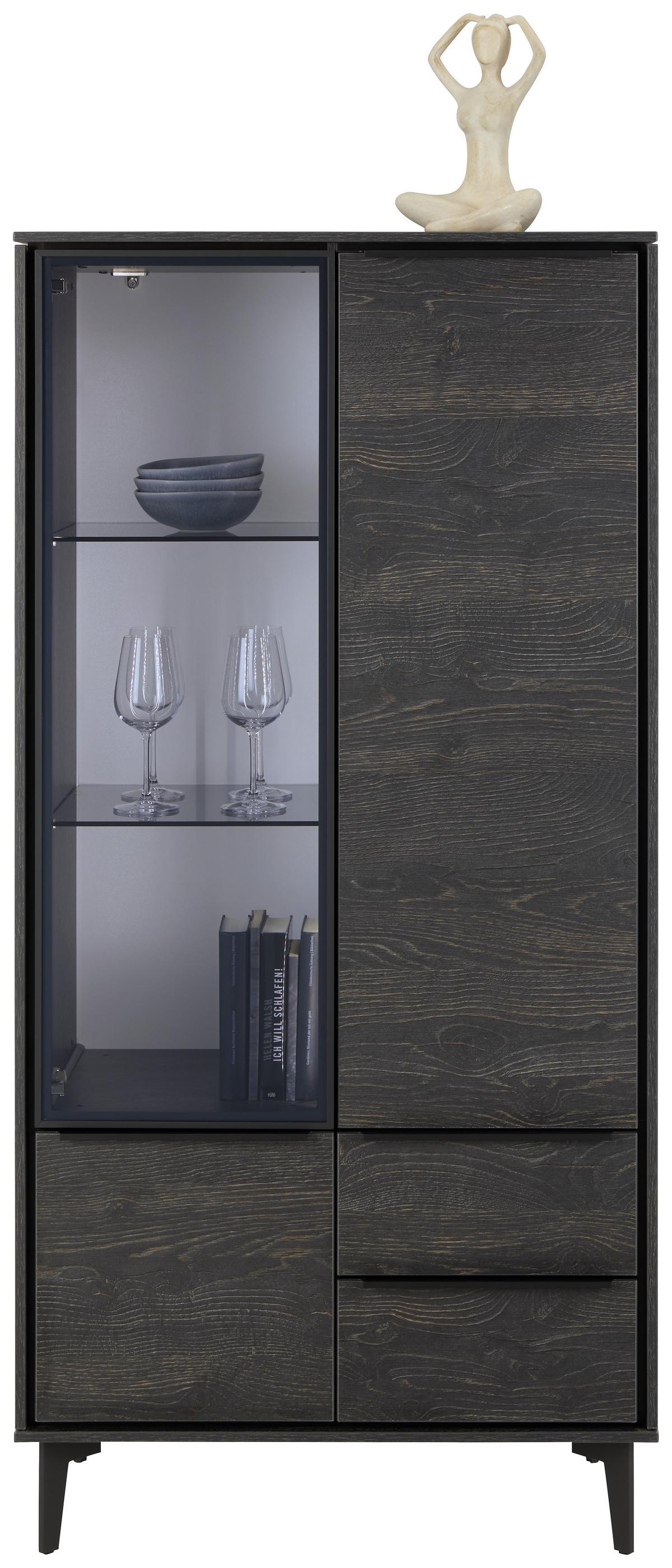 Vitrine in Anthrazit - Anthrazit/Schwarz, Modern, Glas/Holzwerkstoff (73/159/40cm) - Premium Living