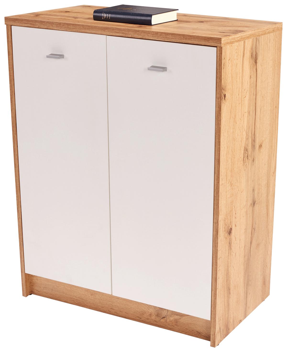 Comodă 4-You - alb/culoare lemn stejar, Modern, material pe bază de lemn (74/85,4/34,6cm) - Modern Living