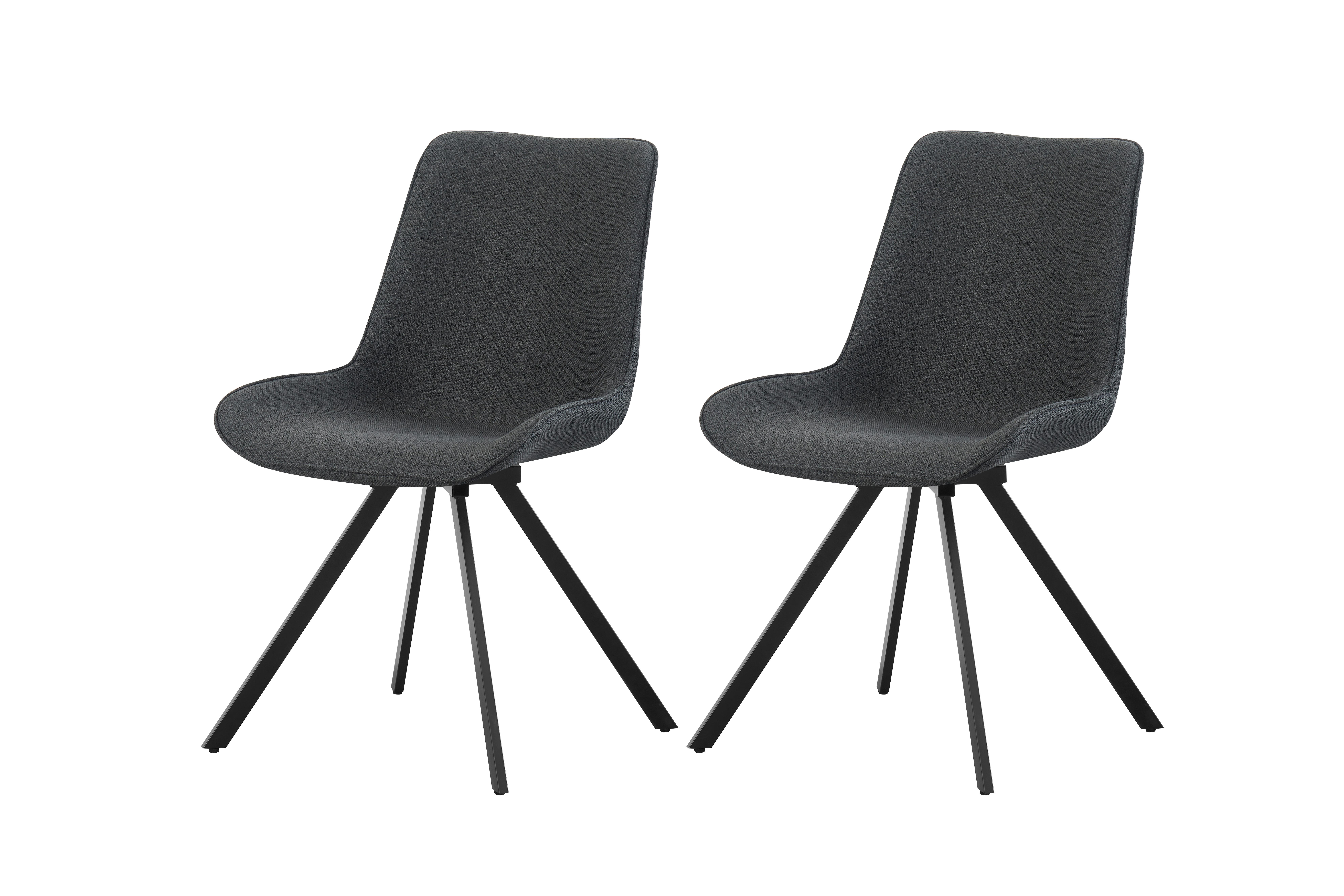 STUHL-SET EMILIA - Anthrazit/Schwarz, Modern, Textil/Metall (52/85/61cm) - MID.YOU