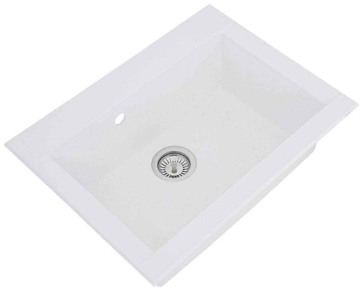 Einbauspüle Ohio ca. 66x21x50 cm Weiß - Weiß, Trend, Glas/Kunststoff (66/21/50cm) - Respekta