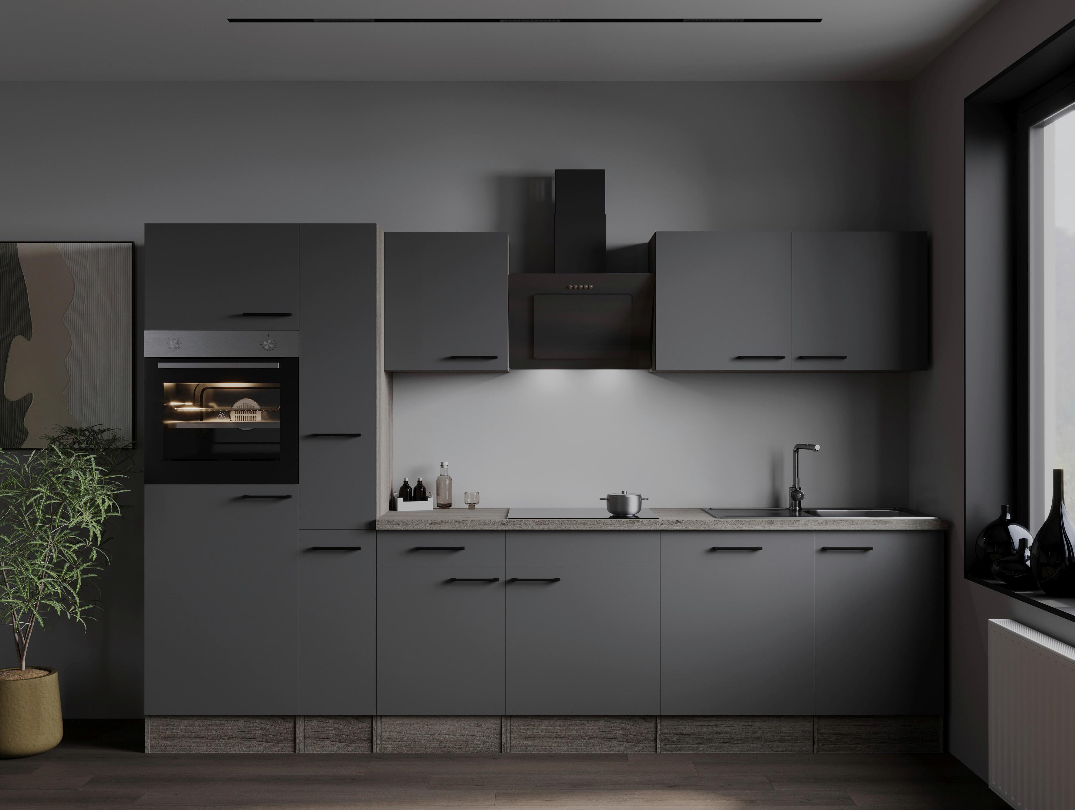 Kuhinjski Blok Z Aparati Oliver, 310cm - črna/siva, Design, kovina/leseni material (310cm) - Respekta