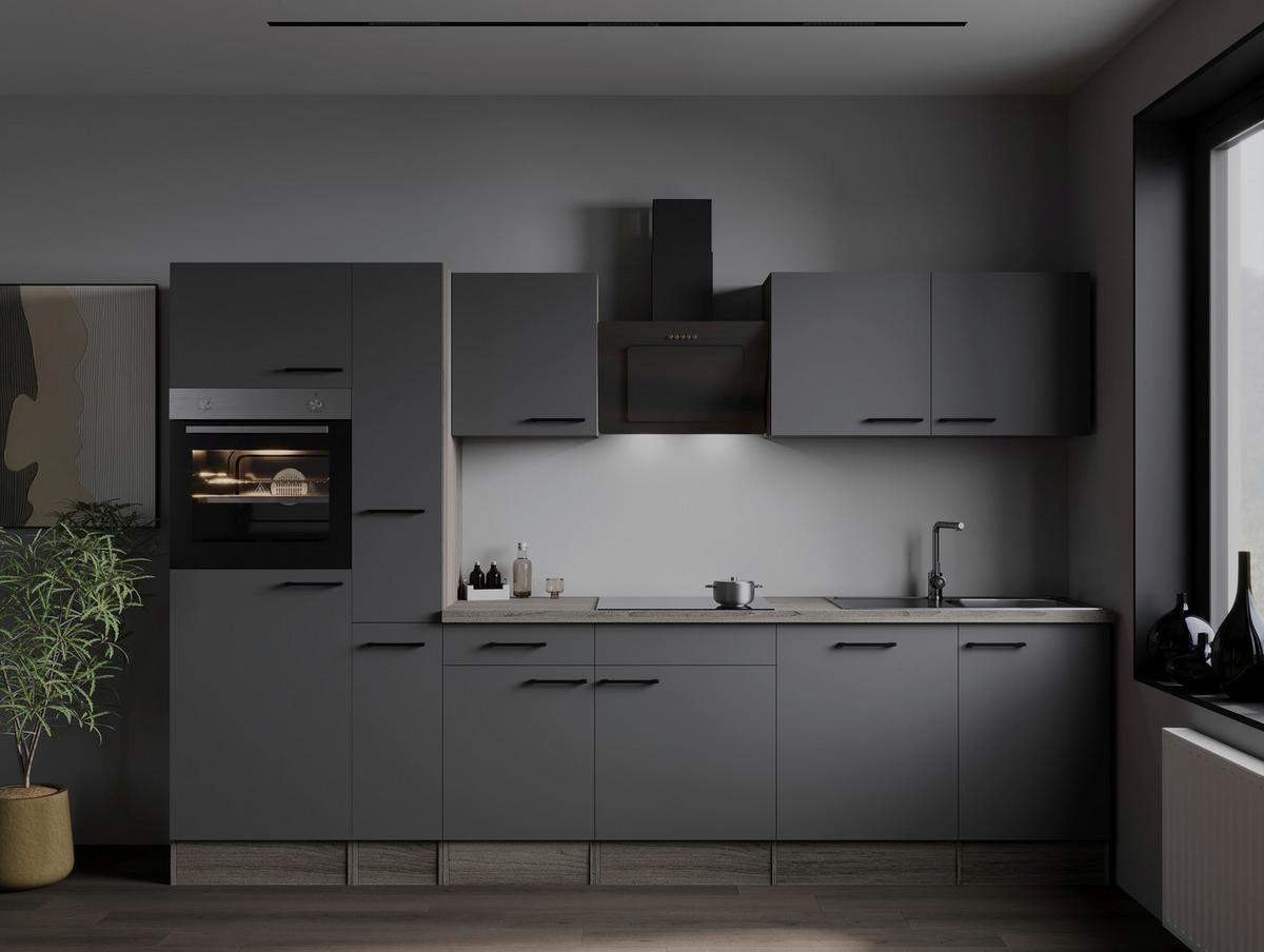 Kuhinjski Blok Z Aparati Oliver, 310cm - črna/siva, Design, kovina/leseni material (310cm) - Respekta