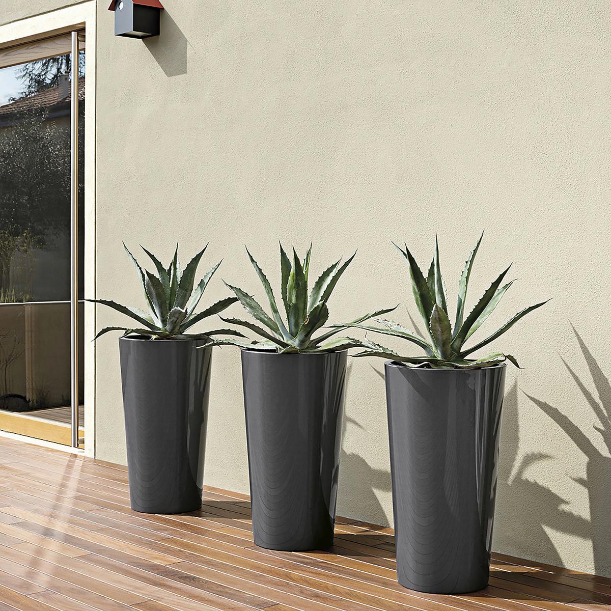 Pflanzentopf Anthrazit - Anthrazit, Basics, Kunststoff (33/61cm)