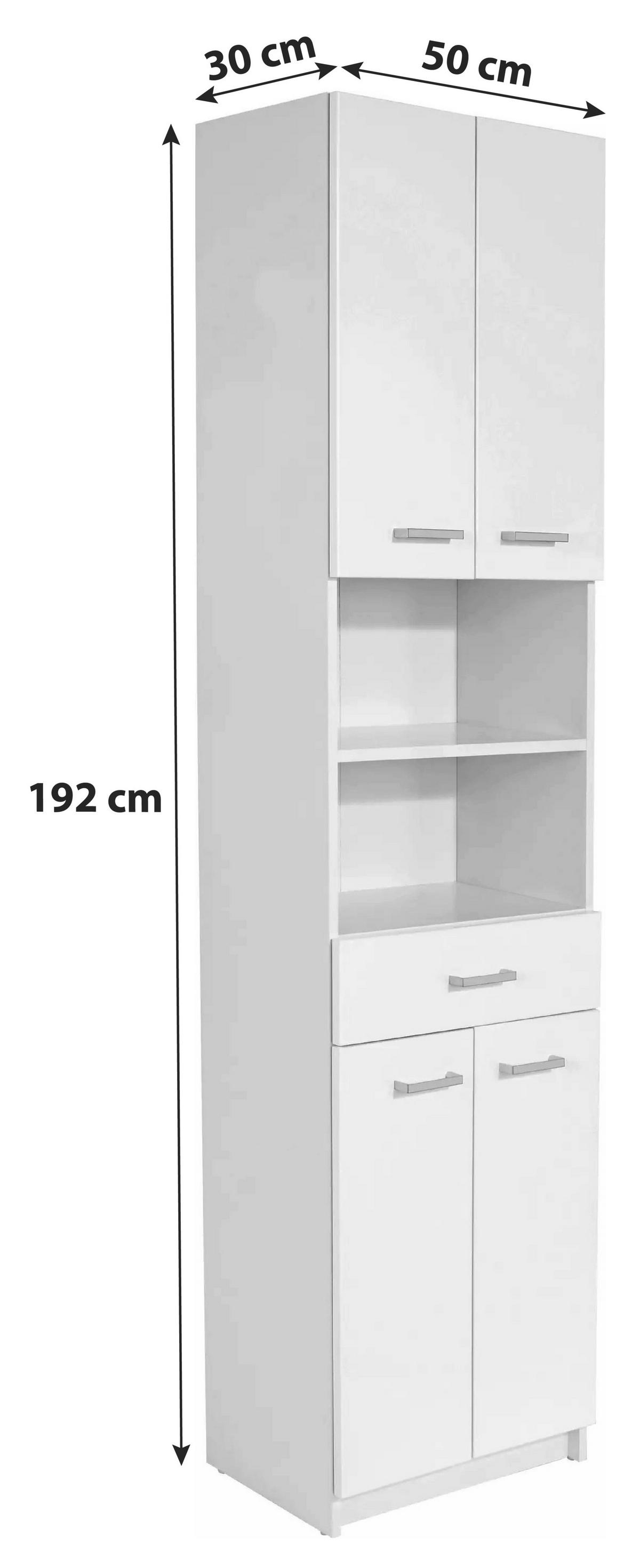 Dulap înalt Fiola - alb, Konventionell, material pe bază de lemn (50/192/30cm)