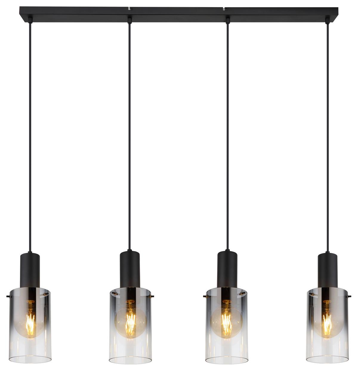 HÄNGELEUCHTE 15907-4H - Klar/Schwarz, Design, Glas/Kunststoff (102,5/12,5/150cm) - Globo