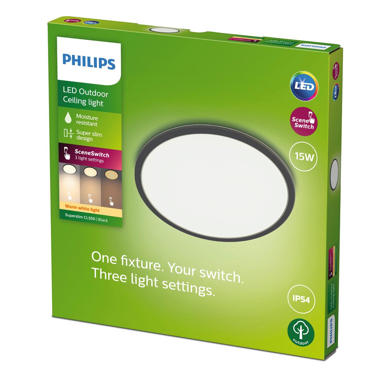 LAMPA SUFITOWA LED 41797700 SUPERSLIM CL550 - czarny, Basics, metal (25/25/2,3cm) - Philips