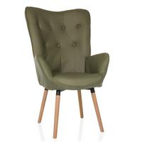 Fotelj Havenio I, Zelena - zelena/barve bukve, Moderno, tekstil/les (70/106/75cm) - MID.YOU