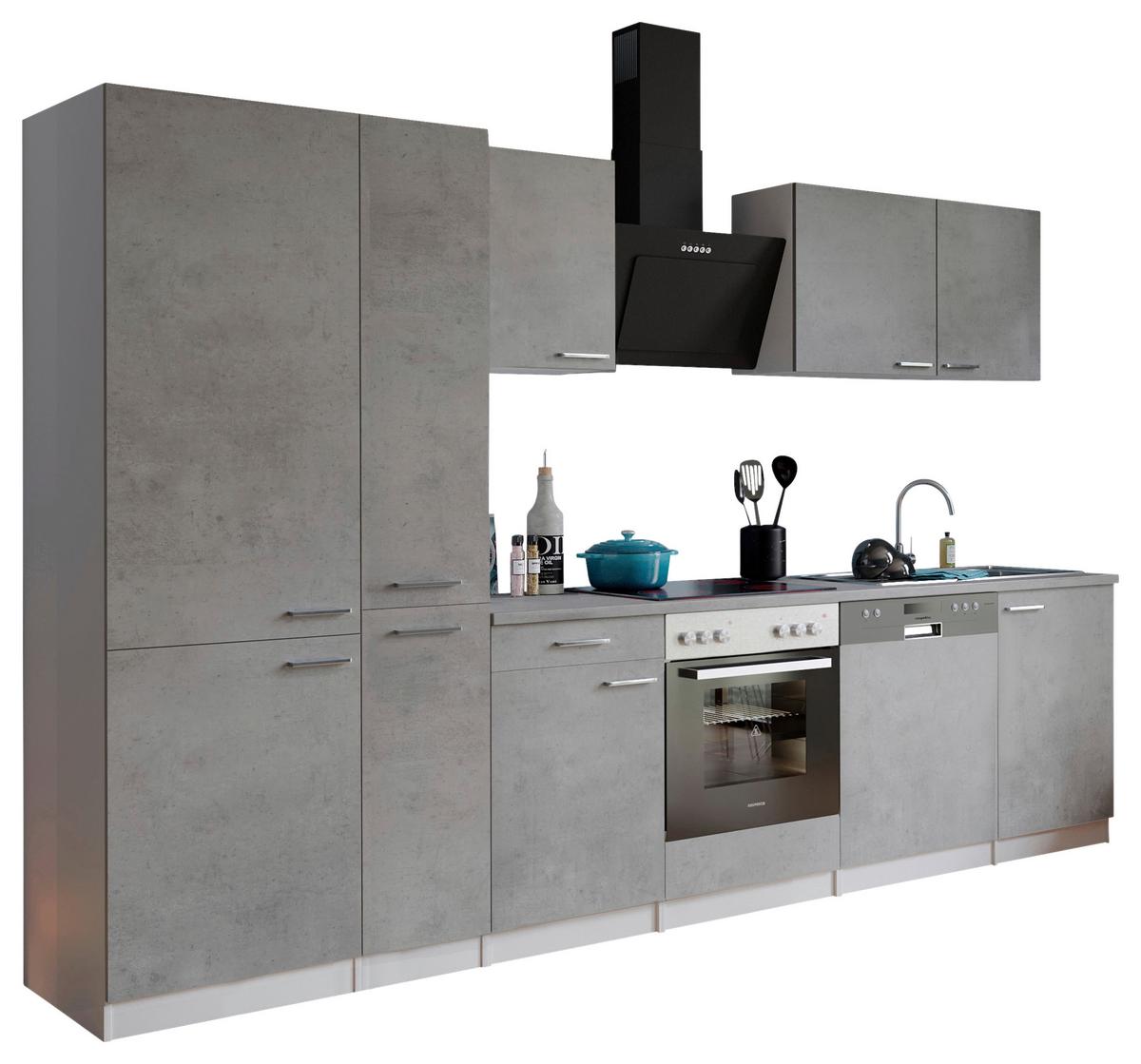 Küchenblock Malia m. Geräten Grau/Weiß - Edelstahlfarben/Weiß, Basics, Holzwerkstoff/Metall (310cm) - Respekta