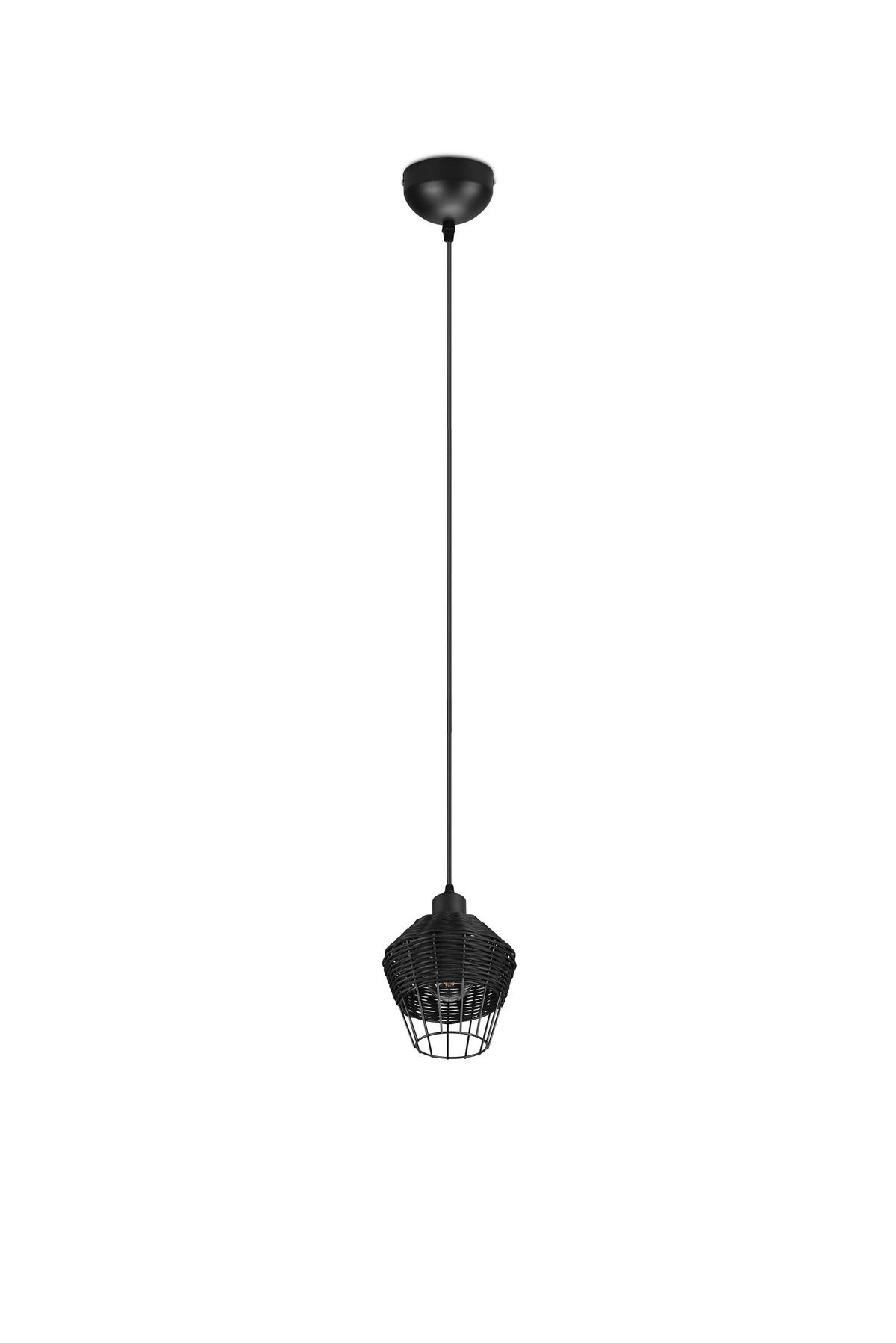 Pendelleuchte Borka Schwarz max. 40 Watt - Schwarz, ROMANTIK / LANDHAUS, Holz/Metall (17,5/150cm)