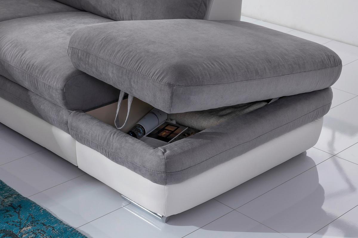 Wohnlandschaft "Nardo" , dunkelgrau - Chromfarben/Dunkelgrau, MODERN, Textil/Metall (264/221cm) - MID.YOU