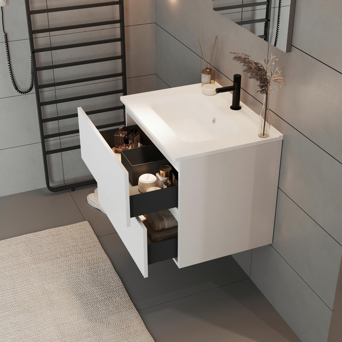 MASCĂ PENTRU LAVOAR EVA - alb lucios intens/antracit, Modern, material pe bază de lemn (60/51/46cm)