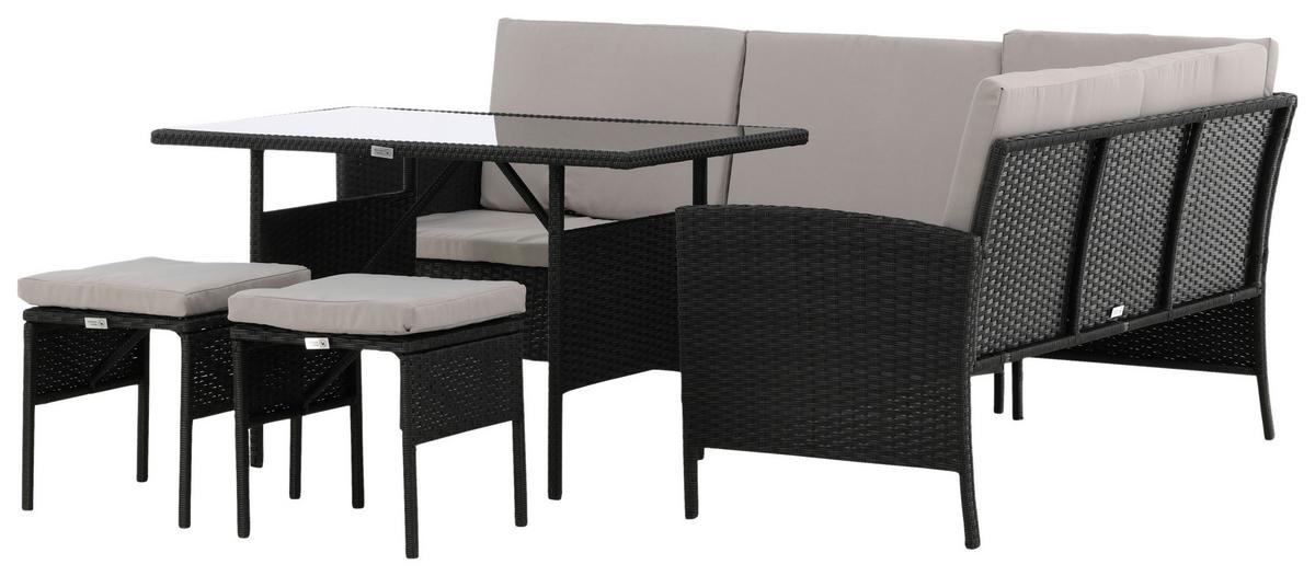 Dining-Loungeset Knock Grau/Schwarz - Schwarz/Grau, KONVENTIONELL, Kunststoff - Gardenson