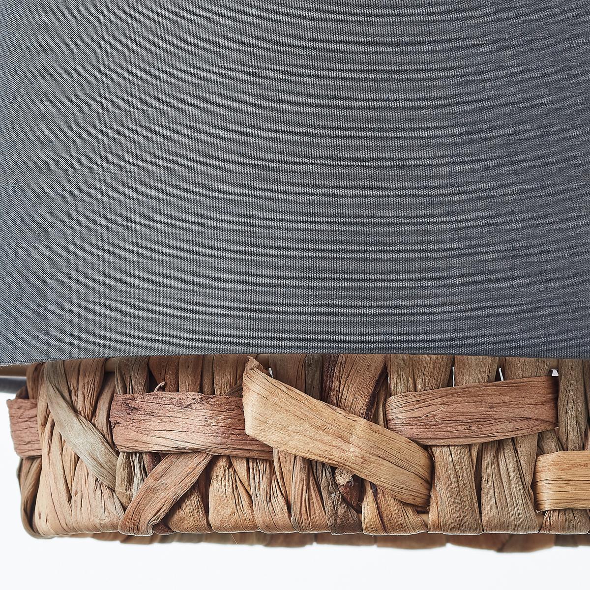 Pendelleuchte Waterlilly Naturfarben/Grau max. 60 Watt - Beige/Grau, Natur, Holz/Textil (120/110/25cm) - Brilliant