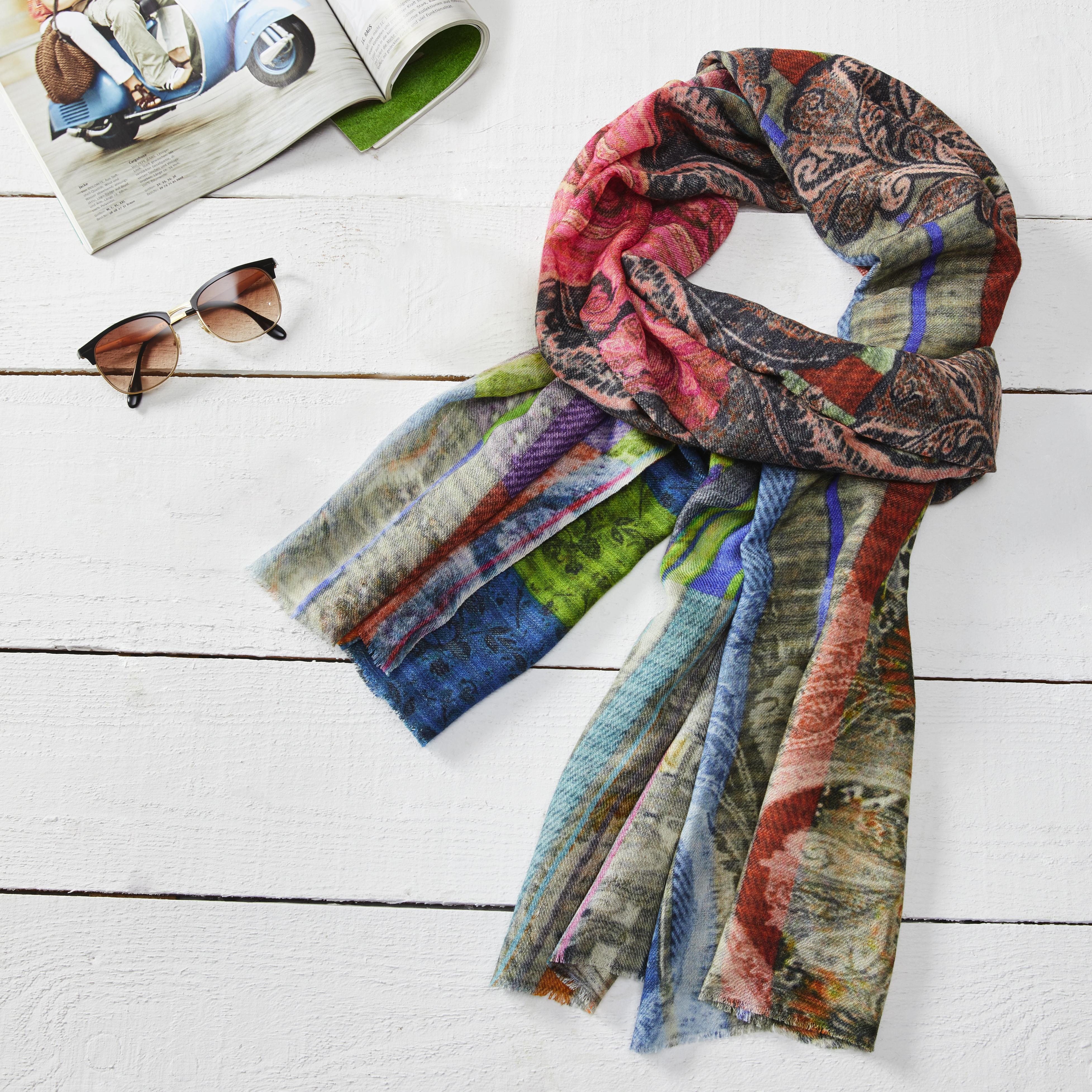 WOLLPASHMINA SCHAL SHALIMAR ca. 70X180 CM - Multicolor, MODERN, Textil (70/180cm) - Bessagi Home