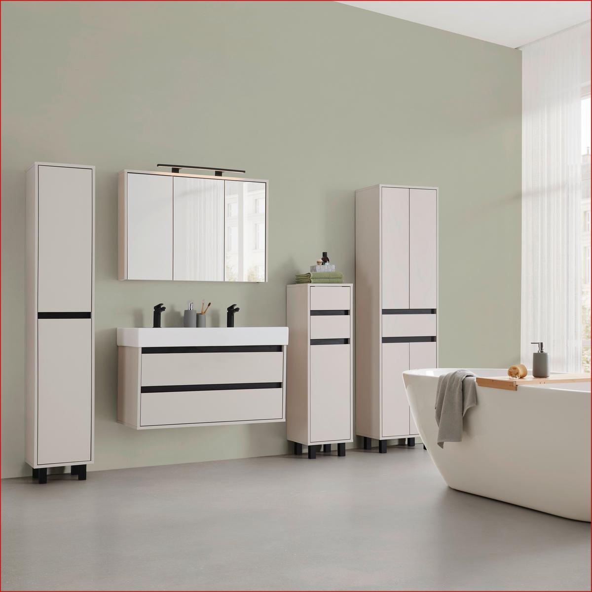 Waschtischkombi Sophia Kaschmir - Kaschmir/Weiß, MODERN, Keramik/Holzwerkstoff (100/62/46cm) - Mömax