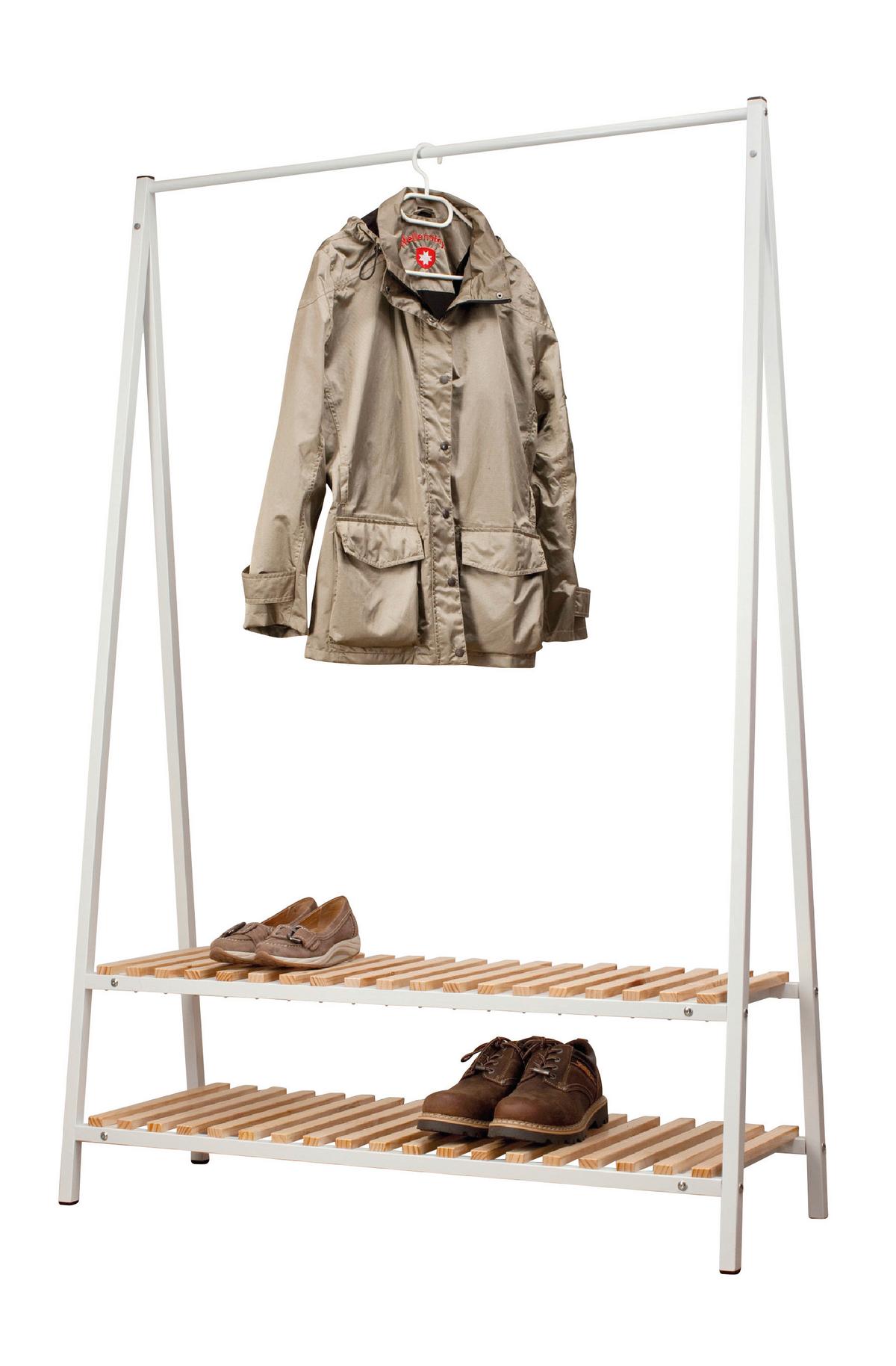 WIESZAK STOJĄCY ROBIN - biały/kolor sosnowy, Design, metal/drewno (120/180/43cm)