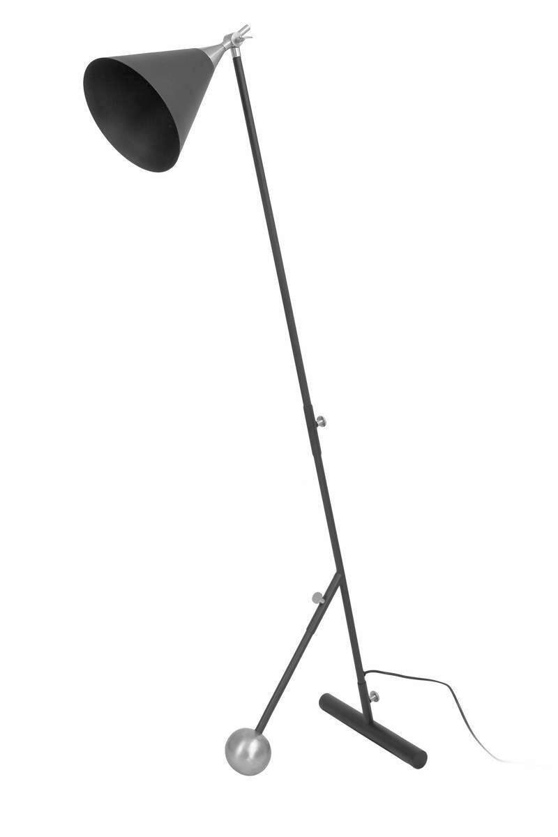 Stehleuchte Uzuhf-Siv - Silberfarben/Schwarz, Design, Kunststoff/Metall (30/148/42cm) - Kayoom