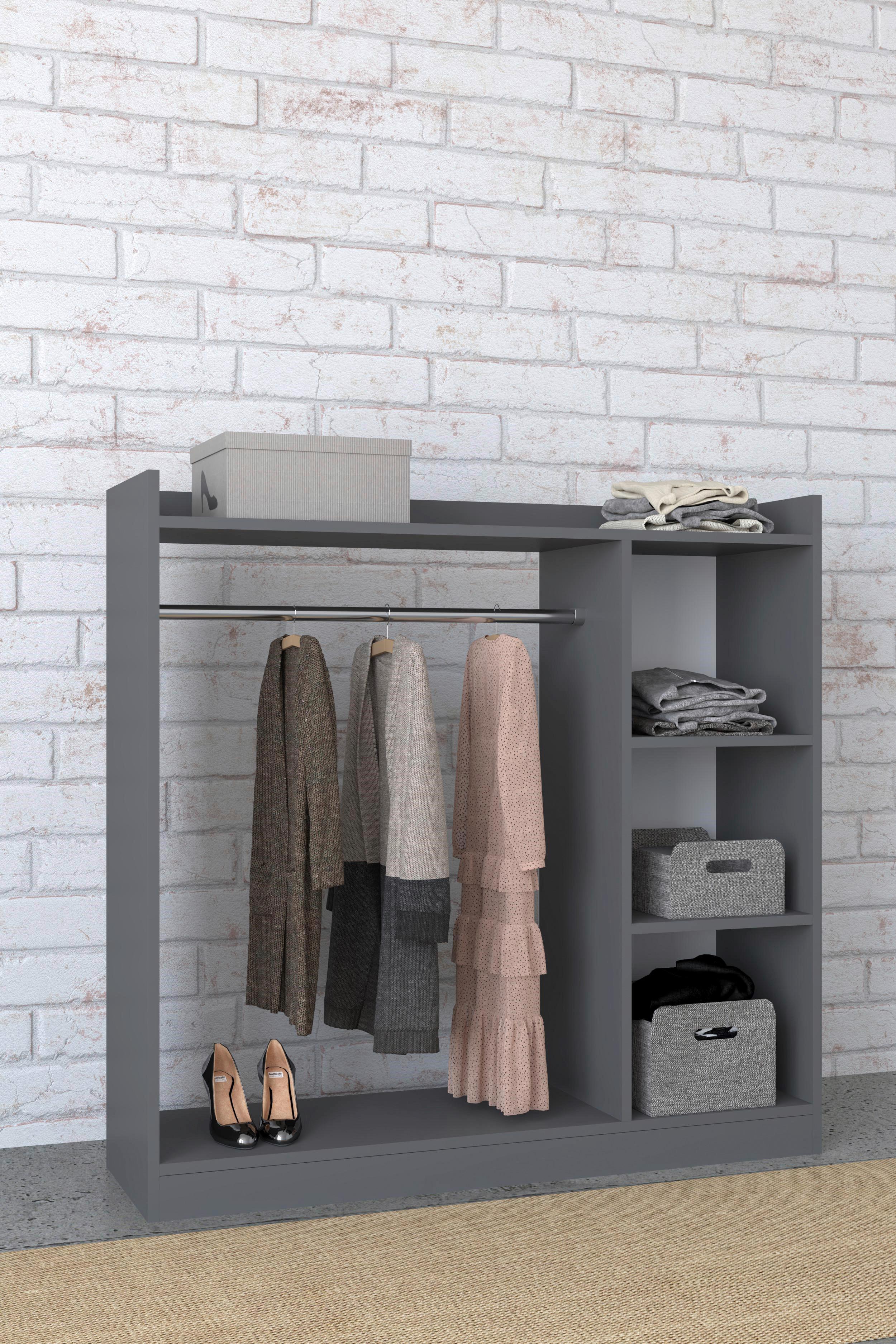 KLEIDERSCHRANK PALOSA M - Anthrazit, Design, Holzwerkstoff (124/120/35cm) - MID.YOU
