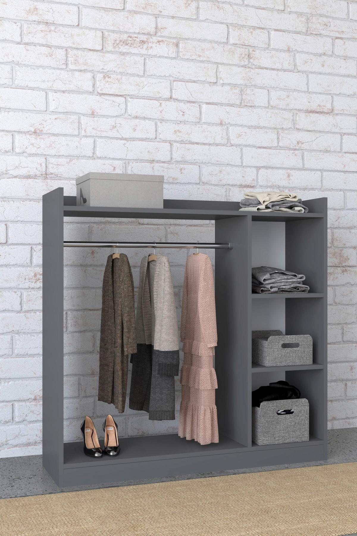 KLEIDERSCHRANK PALOSA M - Anthrazit, Design, Holzwerkstoff (124/120/35cm) - MID.YOU