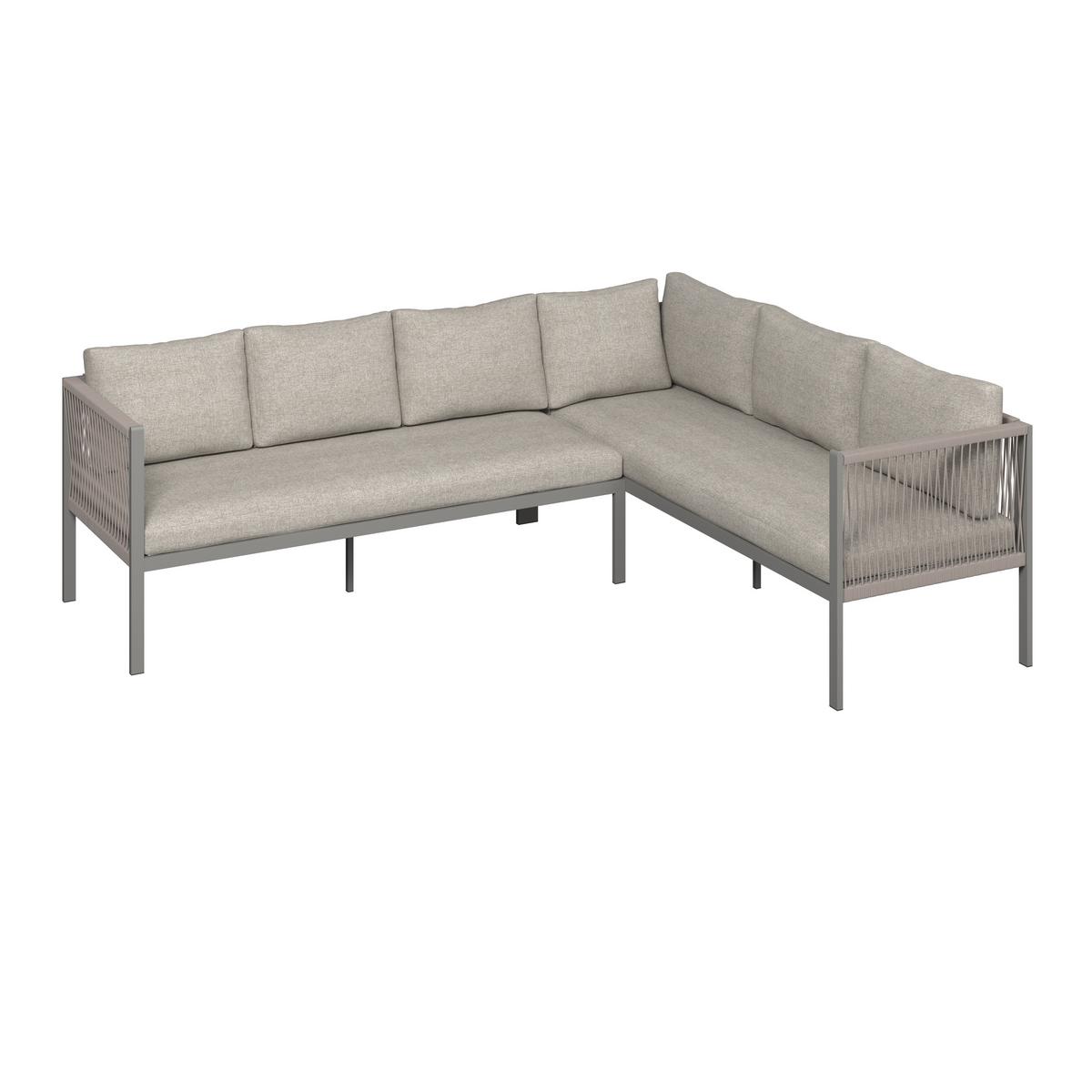Gartenlounge Sophia - Beige/Creme, Modern, Glas/Textil (195/73/72cm)