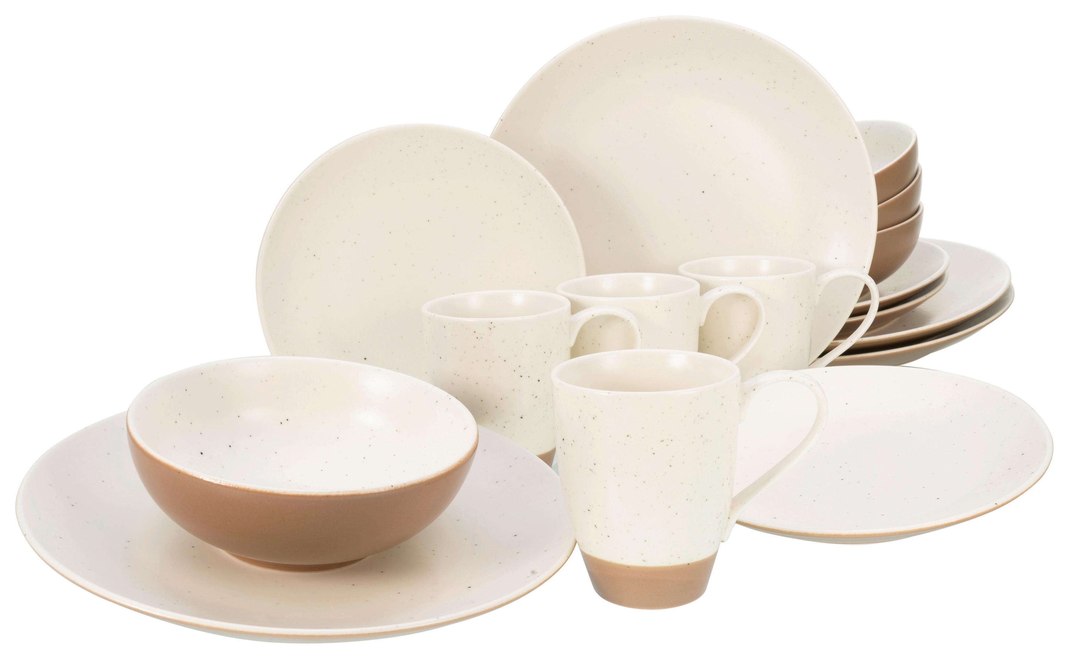 SERWIS OBIADOWO-ŚNIADANIOWY HEL - biały/terakota, Trend, ceramika (34/32/33cm) - Creatable