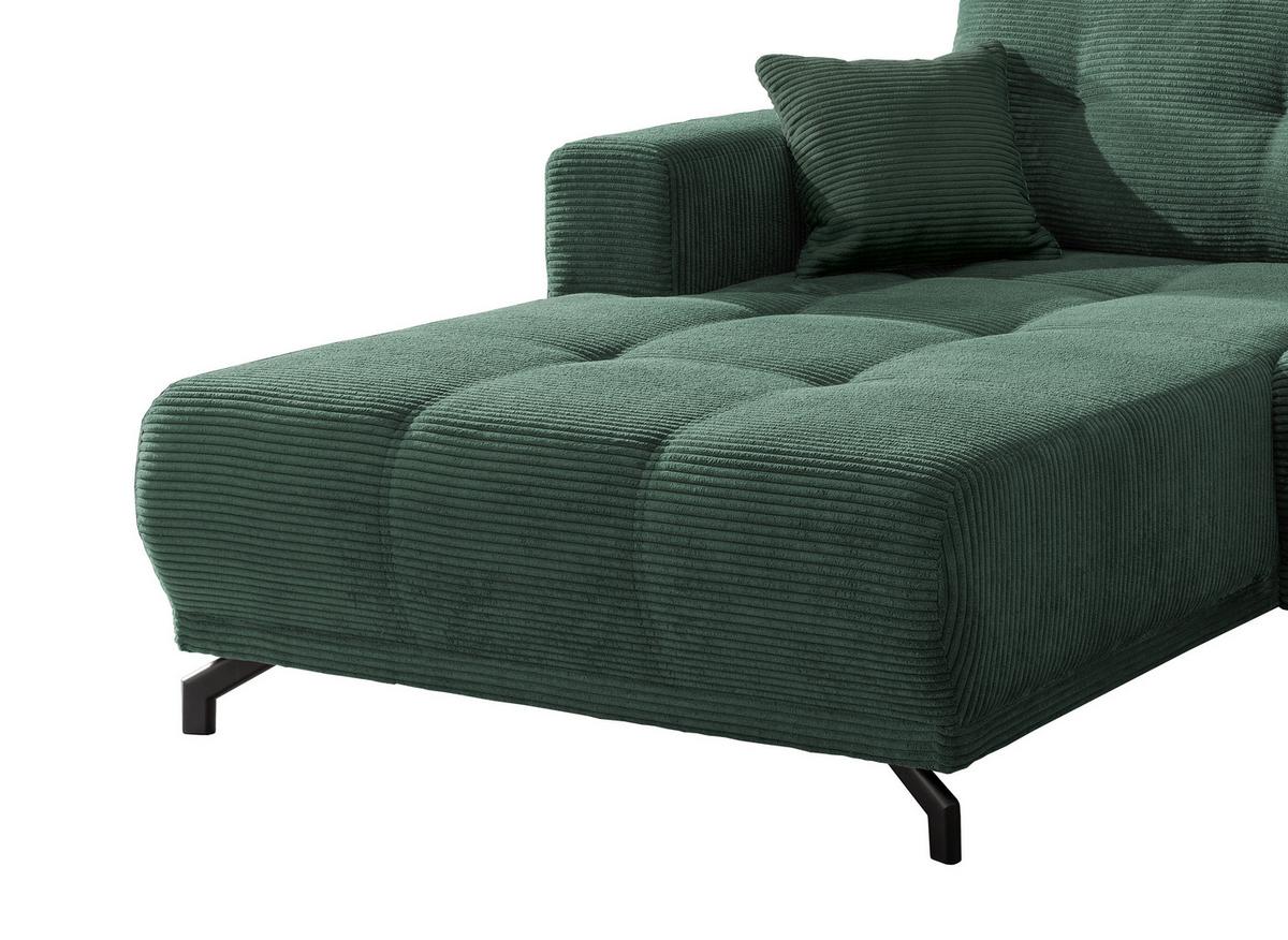 Wohnlandschaft Restato Dunkelgrün Cord - Dunkelgrün/Schwarz, MODERN, Holz/Textil (177/246cm) - MID.YOU