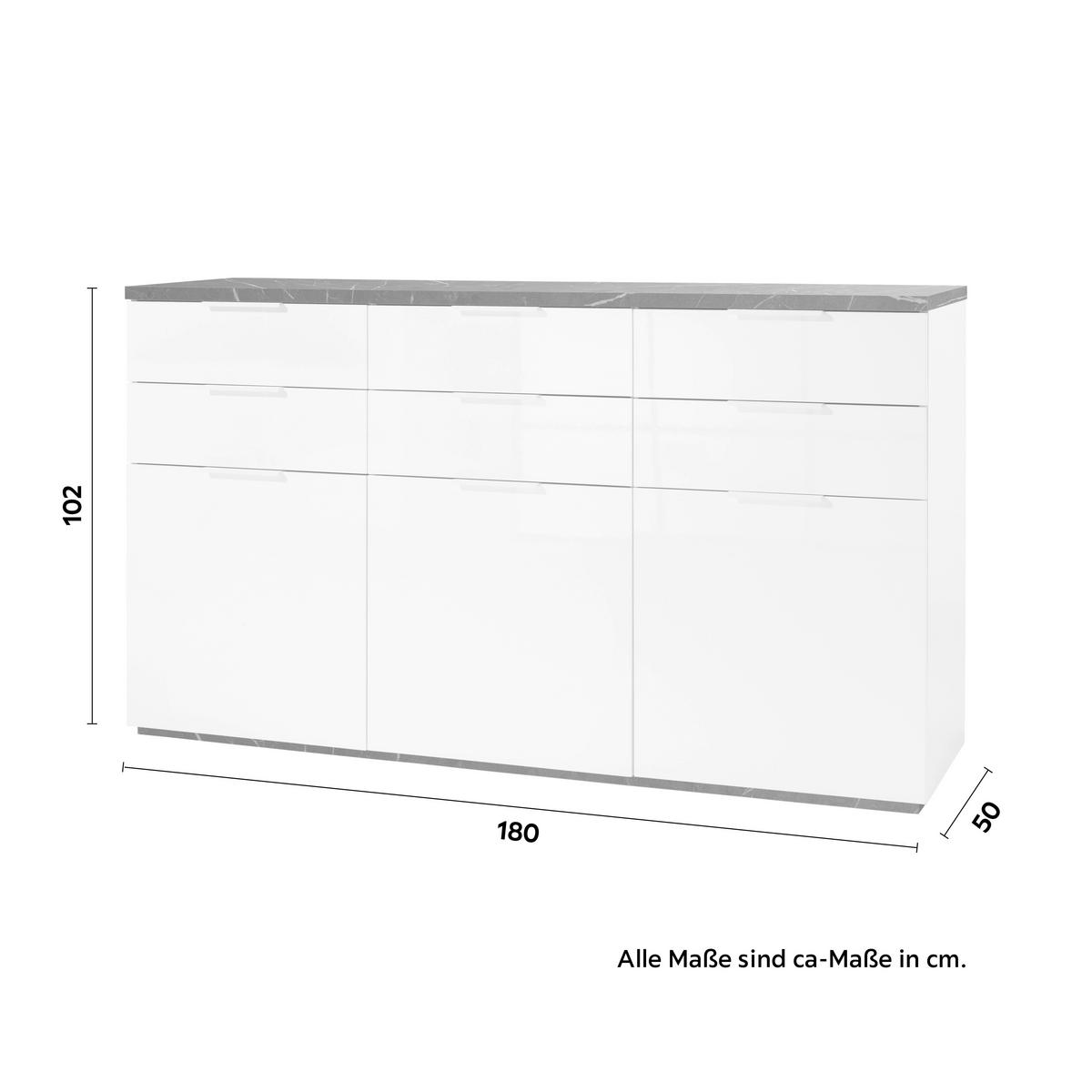 Sideboard Mundi in Anthrazit/Weiß - Anthrazit/Weiß, MODERN, Holzwerkstoff (180/102/50cm) - Premium Living