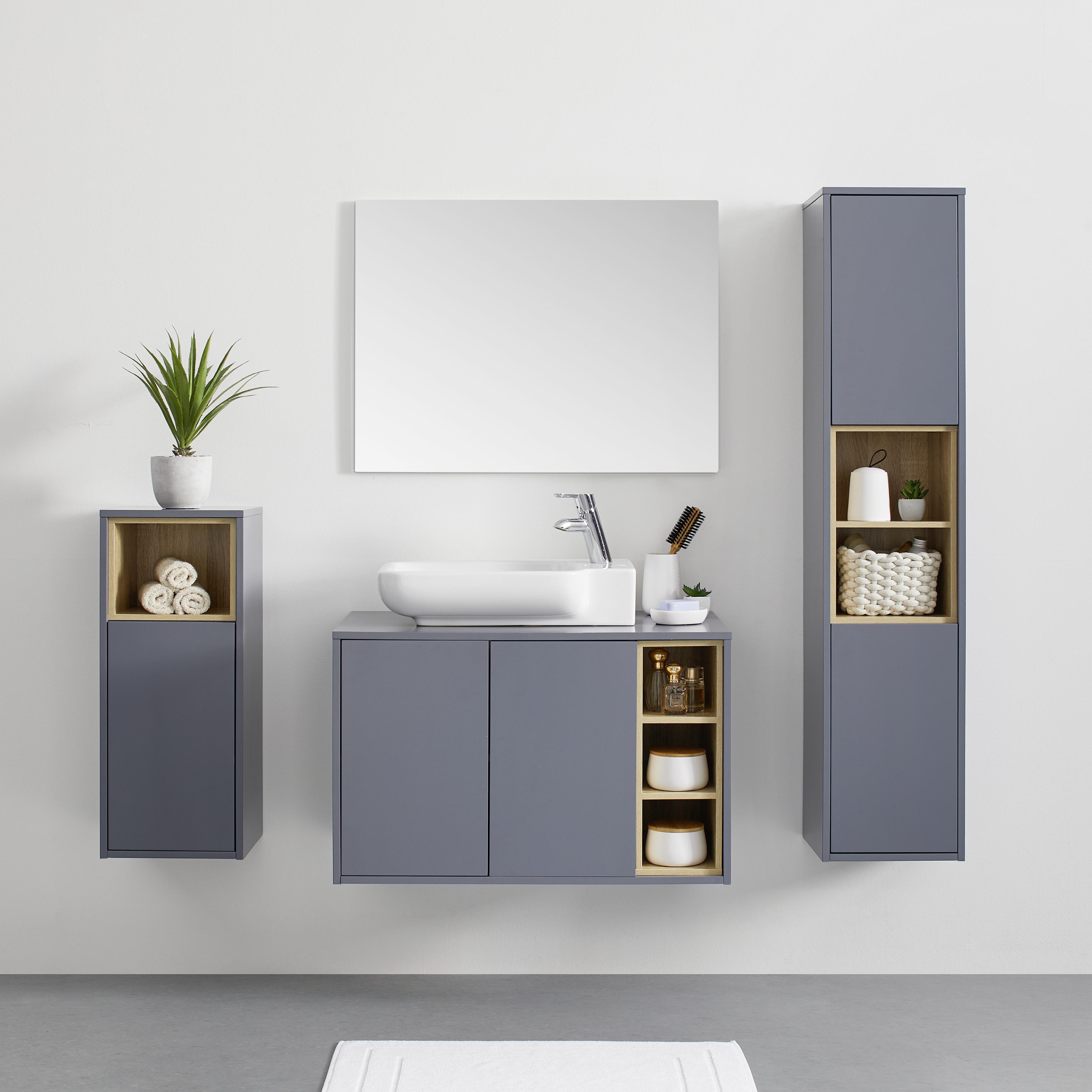 Unterschrank push-to-open "Luciano" - Naturfarben/Grau, MODERN, Holz (80/51/47,3cm) - Bessagi Home