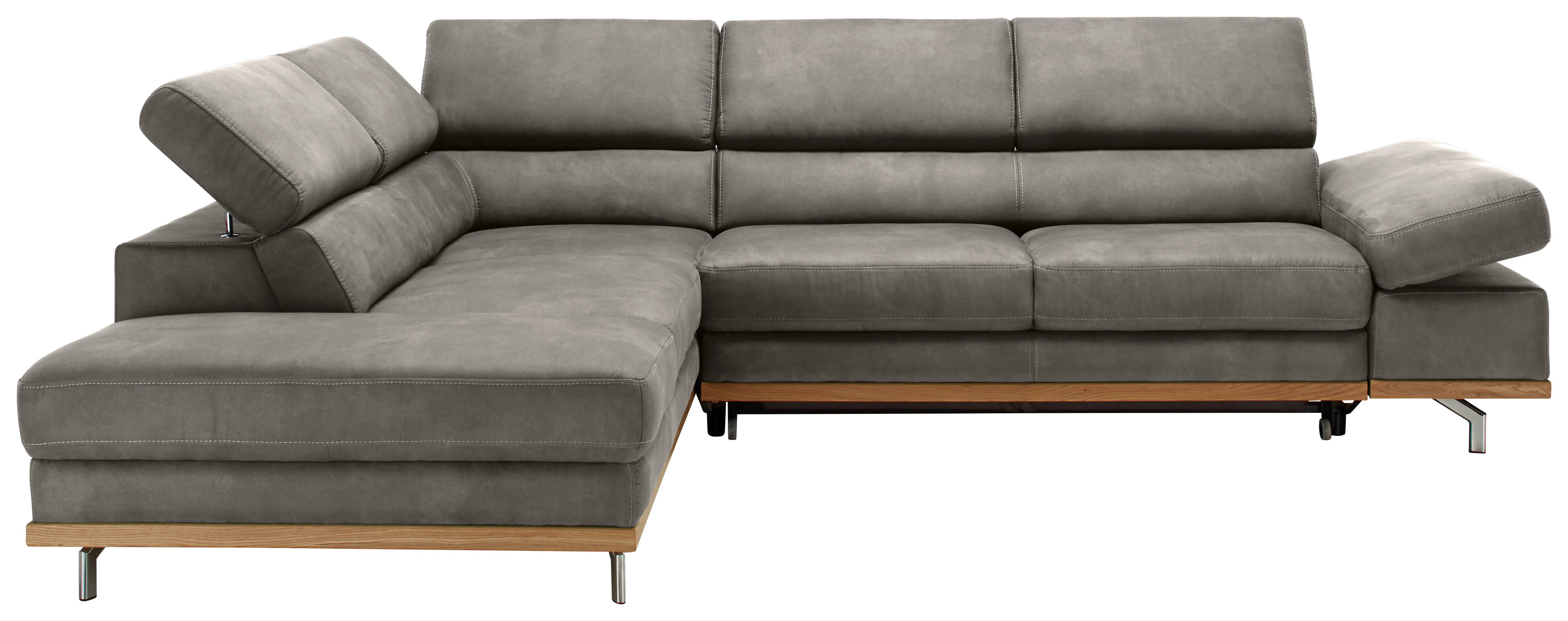 Wohnlandschaft Carmen in Silber mit Bettfunktion - Chromfarben/Silberfarben, KONVENTIONELL, Holz/Textil (226/93/292cm) - Based