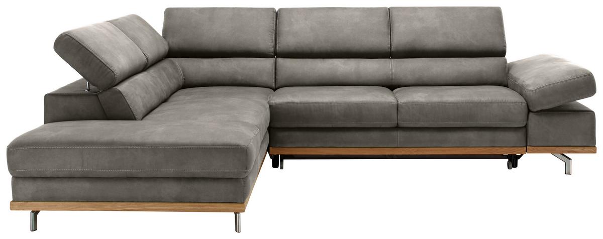 Wohnlandschaft Carmen in Silber mit Bettfunktion - Chromfarben/Silberfarben, KONVENTIONELL, Holz/Textil (226/93/292cm) - Based