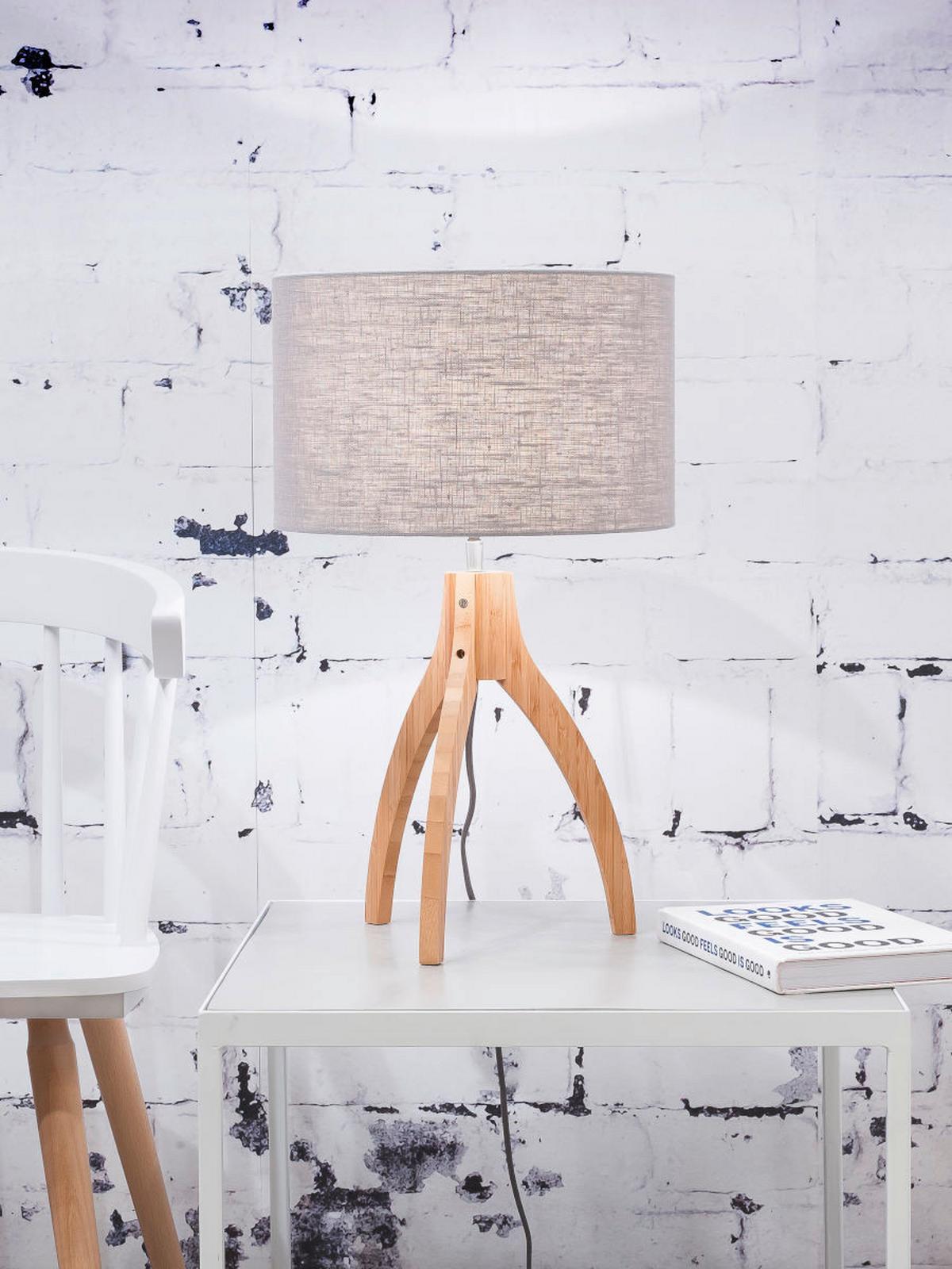 Namizna Svetilka Anna, Svetlo Siva, Bambus - naravne barve/svetlo siva, Trend, tekstil/les (36/54cm) - Good & Mojo