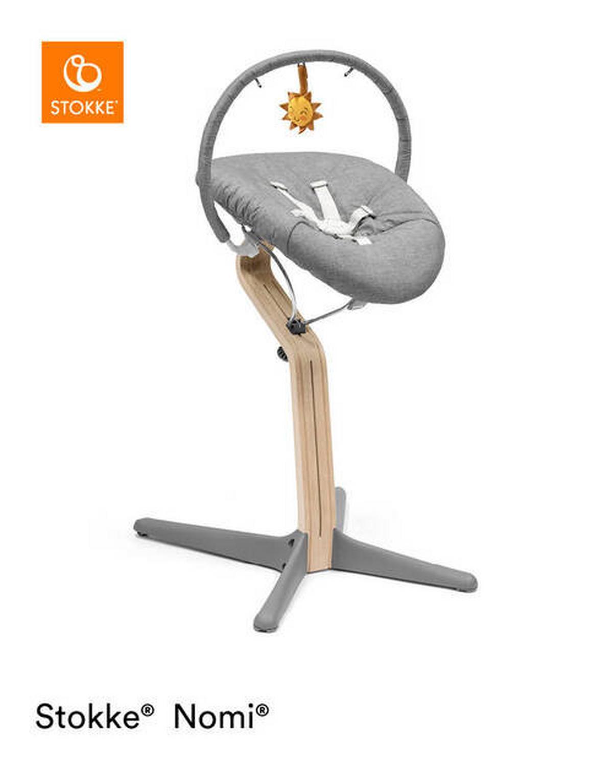 NOSIDEŁKO DO WYSOKIEGO KRZESŁA 625904 NOMI NEWBORN ZESTAW - biały/szary, Basics, tworzywo sztuczne/tkanina (40/40/65cm) - Stokke