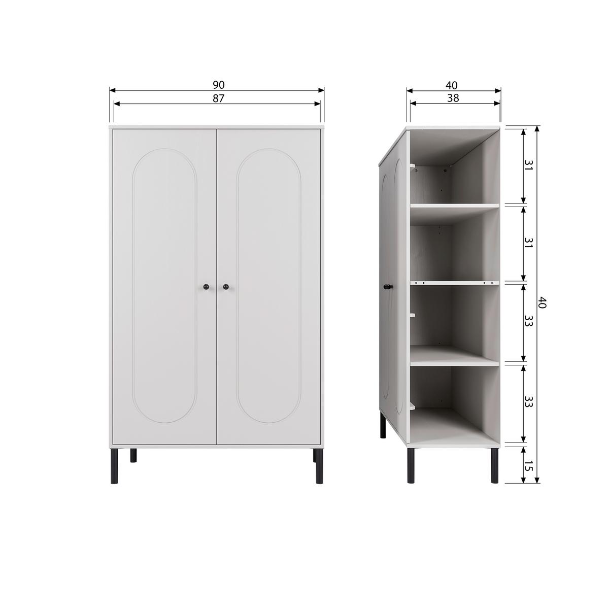 Garderobenschrank Xina Grau - Schwarz/Grau, Design, Holz/Metall (90/149/40cm) - Livetastic