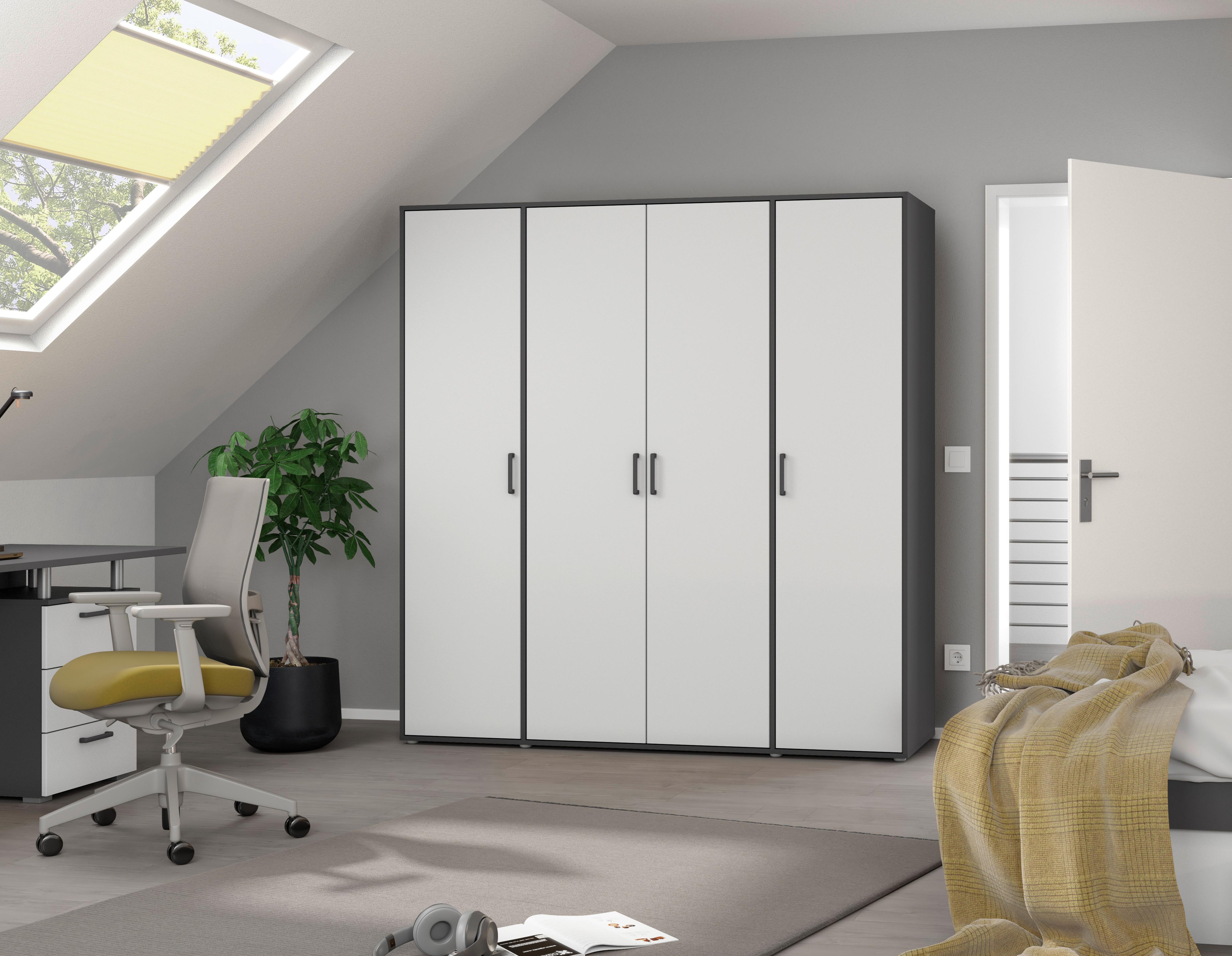 Ormar S Klasičnim Vratima Voyager - bijela/siva, Moderno, drvni materijal/plastika (187/194/53cm) - Modern Living