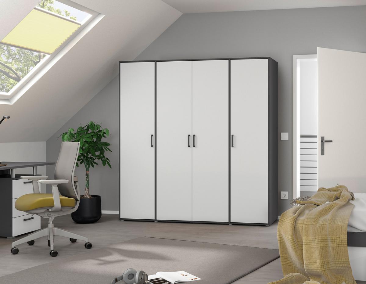 Ormar S Klasičnim Vratima Voyager - bijela/siva, Moderno, drvni materijal/plastika (187/194/53cm) - Modern Living