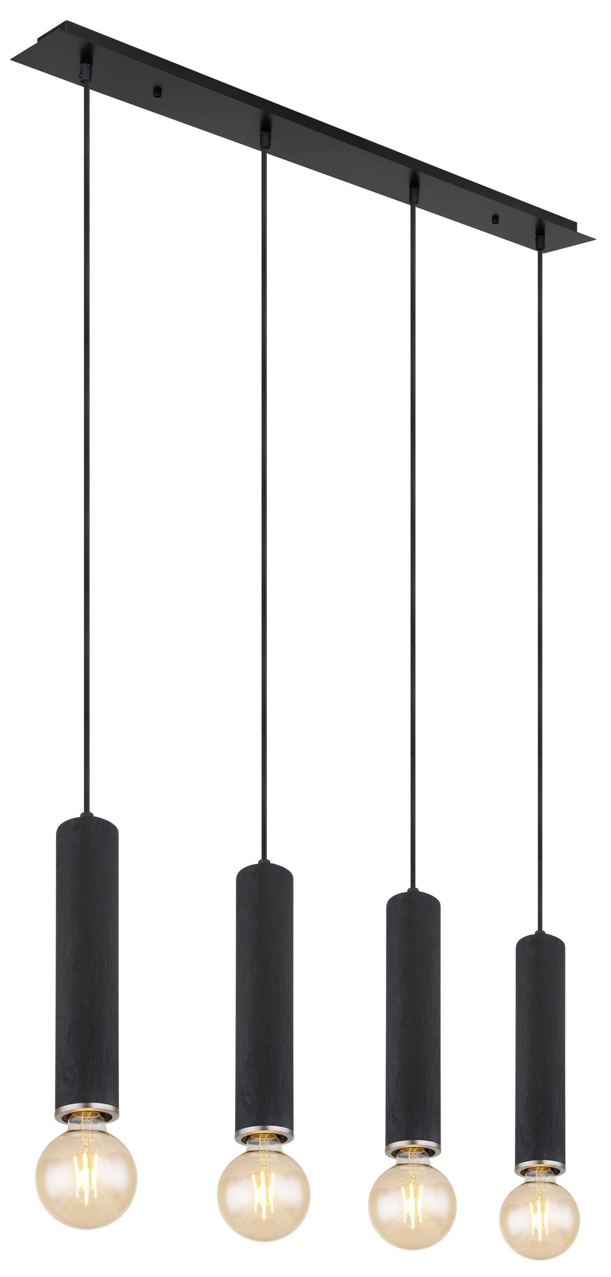 Viseča Svetilka 15499-4h - črna/barve niklja, Basics, kovina/tekstil (93/10/120cm) - Globo