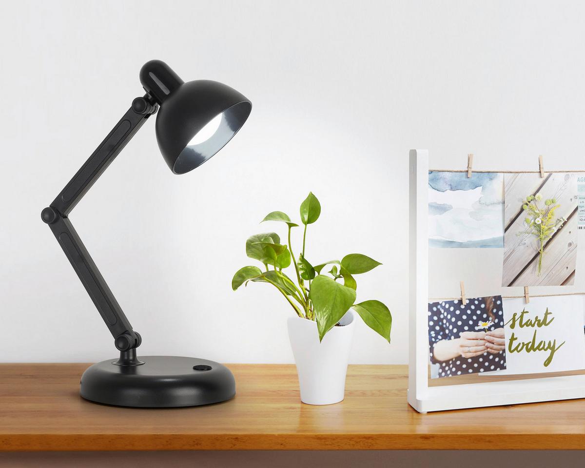 LAMPA STOŁOWA LED SCHWANK - czarny, Modern, tworzywo sztuczne (12,5/34cm) - Modern Living