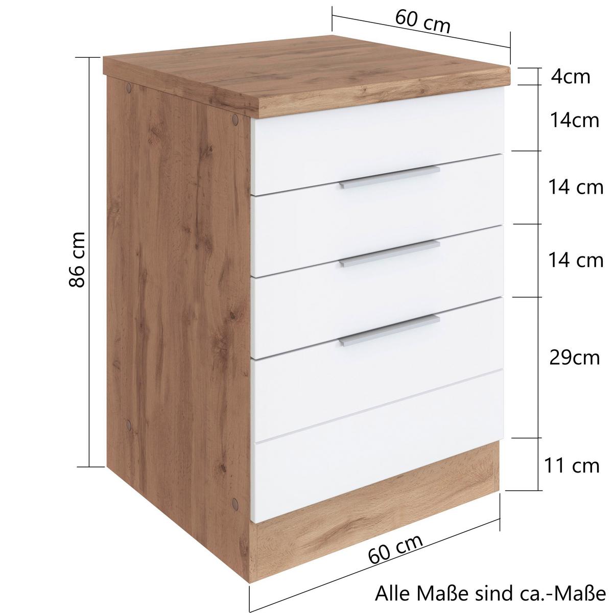 Kochfeldumbauschrank Florenz ca. 60 cm Grau/Eiche - Eiche Wotan/Grau, Design, Holzwerkstoff/Metall (60/86/60cm) - Held