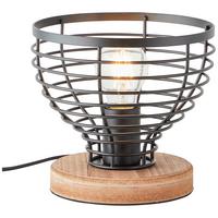 Tischleuchte Avia Schwarz/Braun max. 52 Watt - Schwarz/Braun, Natur, Holz/Metall (20/18,5cm) - Brilliant