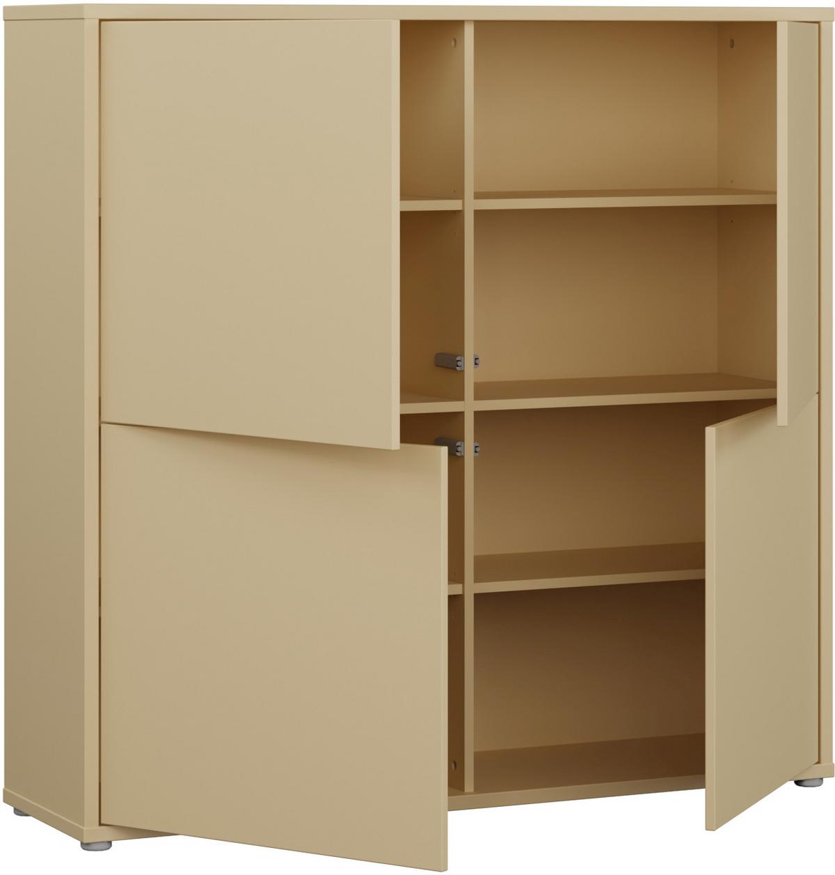 Visoka Komoda Alice, Svetlo Rumena - rumena/siva, Moderno, umetna masa/leseni material (124,5/121,5/34,9cm) - Carryhome