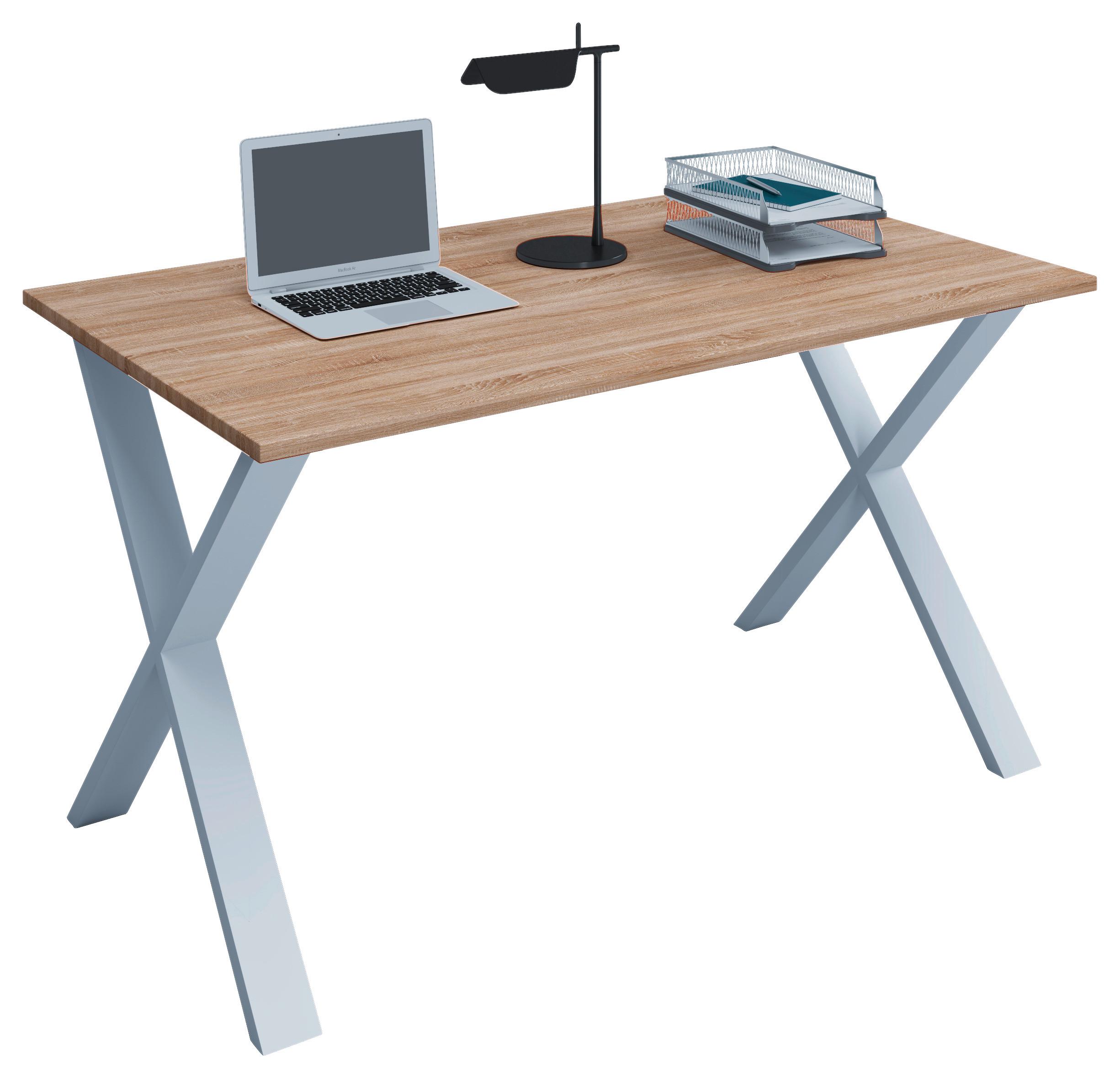 Pisalna Miza Lona, Hrast, 110x80cm - bela/hrast sonoma, Moderno, kovina/leseni material (110/80/76cm) - MID.YOU